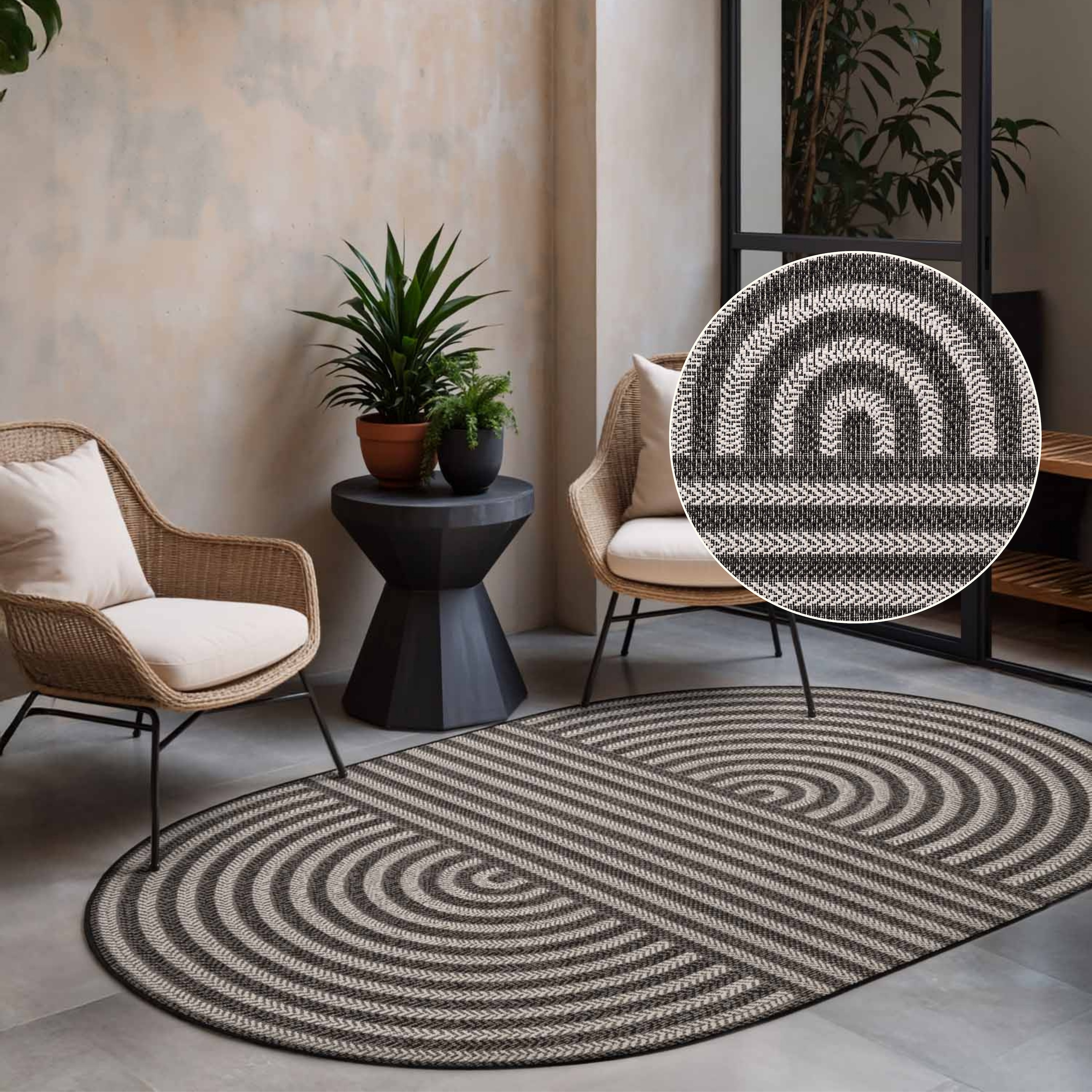 Ted Baker Teppich "Woodfield, Wendeteppich" oval 8 mm Höhe Designteppich, Wetterfest, Pflegeleicht, Modern, Wohnzimmer, Terrasse