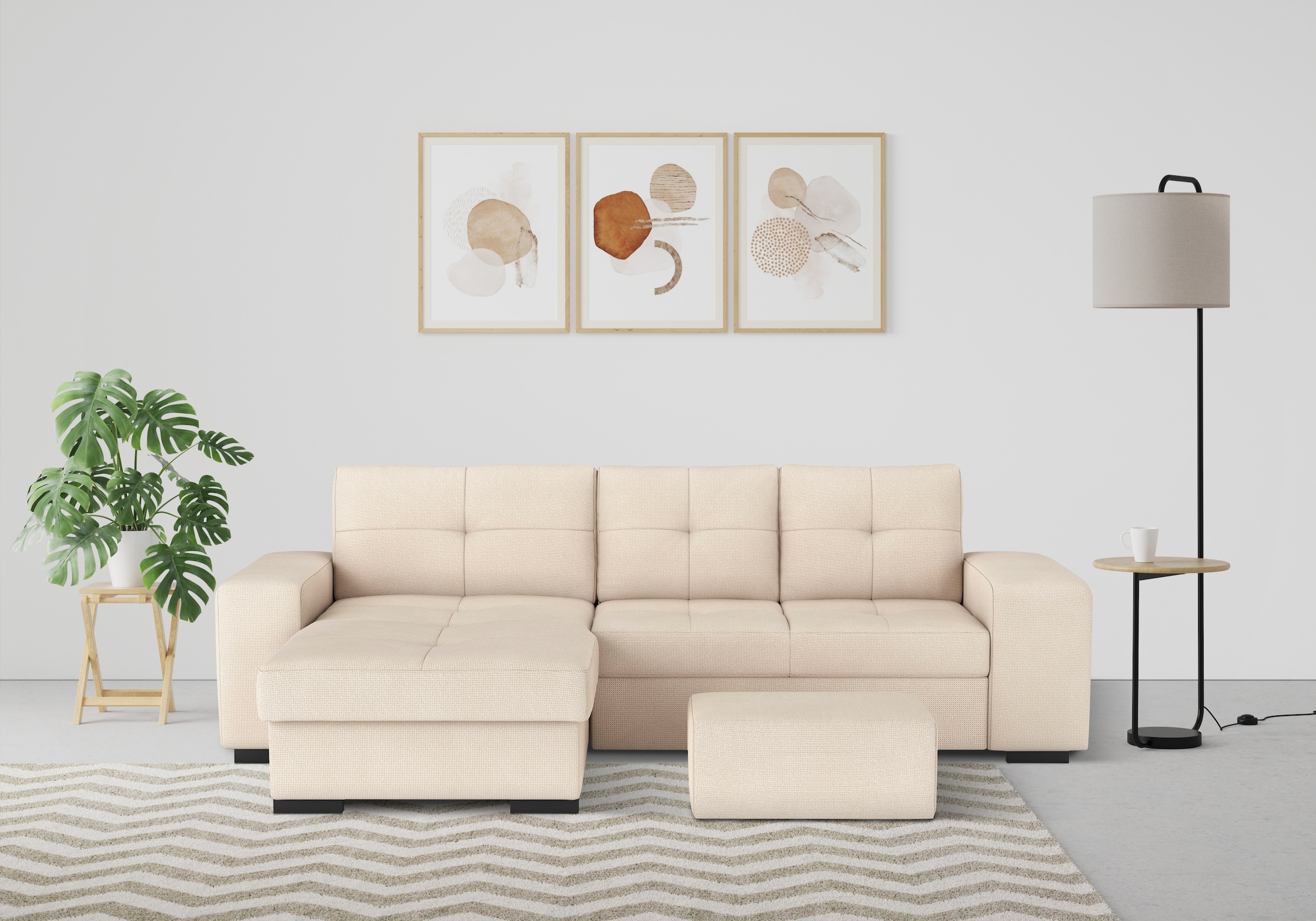 COTTA Ecksofa "Mattina L-Form", mit Hocker, wahlweise mit Bettfunktion & Be günstig online kaufen