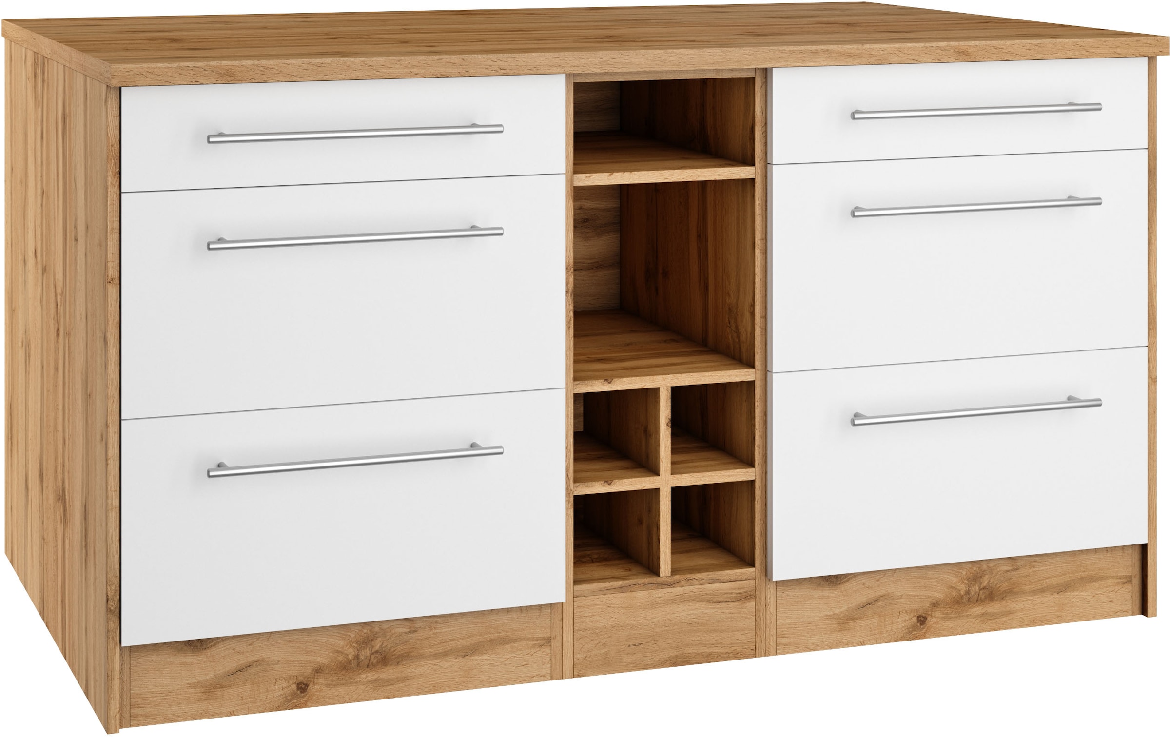 HELD MÖBEL Kücheninsel »Wien«, Breite 153 cm, MDF-Fronten, Flaschenregal