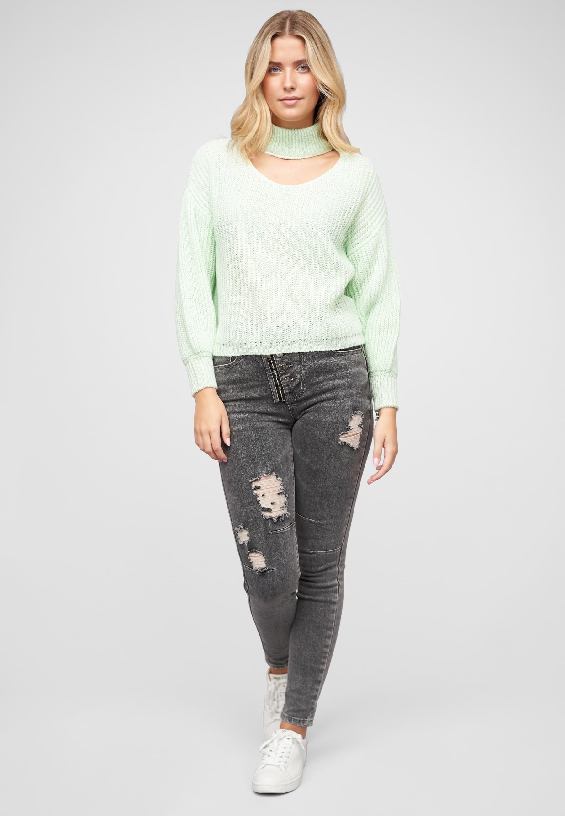 CLOUD 5IVE Rundhalspullover »CLOUD 5IVE Pullover mit Stehrollkragen und V-Ausschnitt«, (1 tlg.)