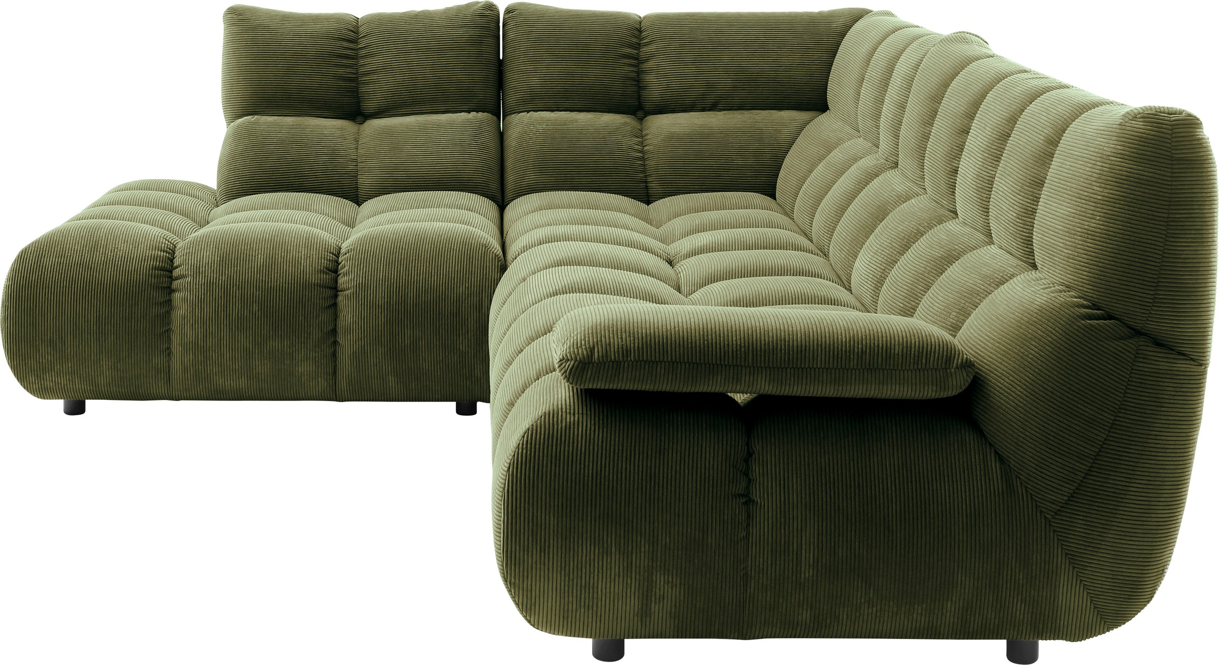 Home affaire Ecksofa "Cozy Bubble, mit klappbarer Armlehne, Breite 324 cm" mit eleganter Steppung, Rundumbezug & weicher Polsterung