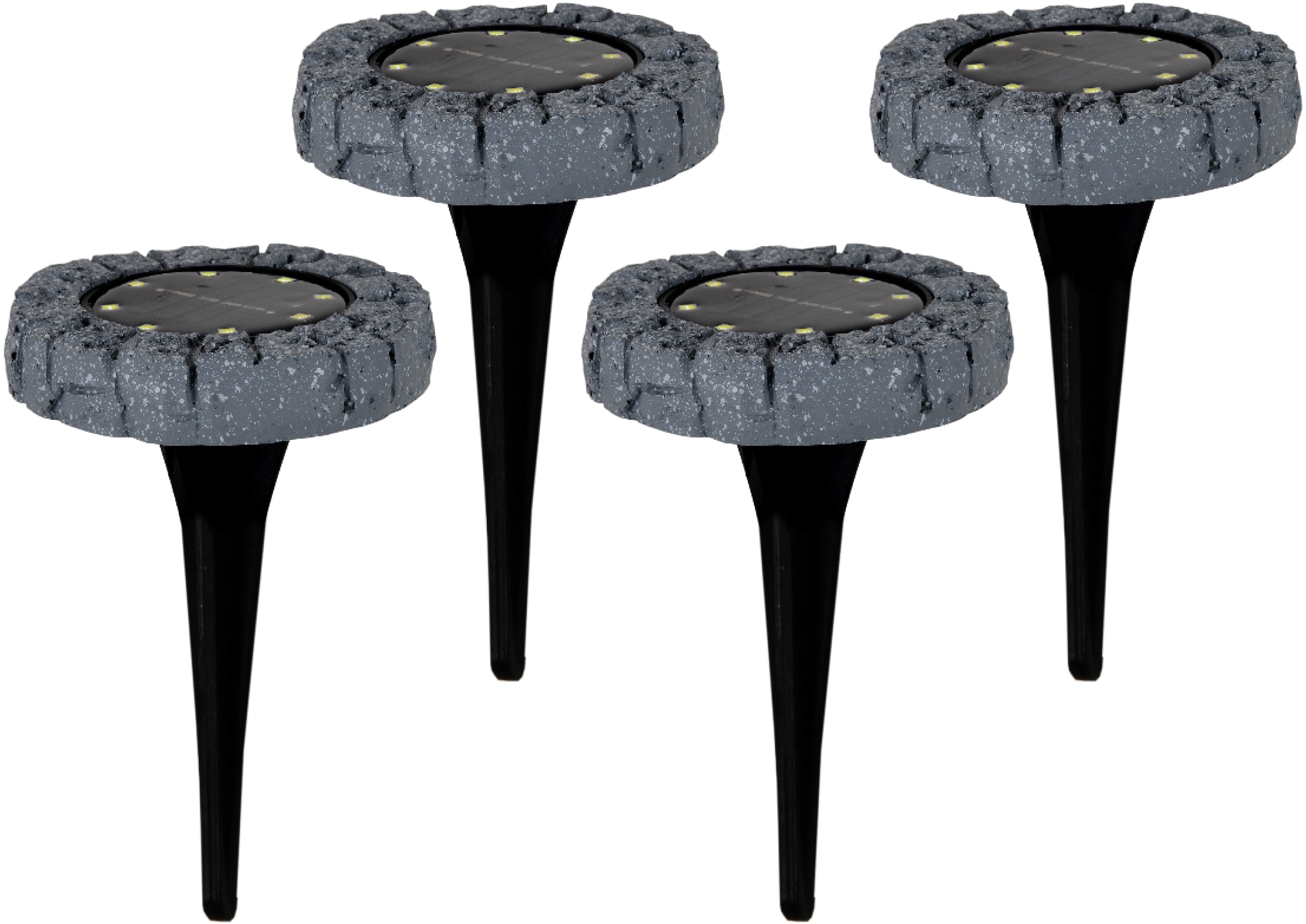LED Gartenleuchte NÄVE "LED-Solar Bodenleuchte", grau, H:11cm Ø:11cm, Leuchten, LED Gartenleuchte, mit Erdspieß, 4er Set