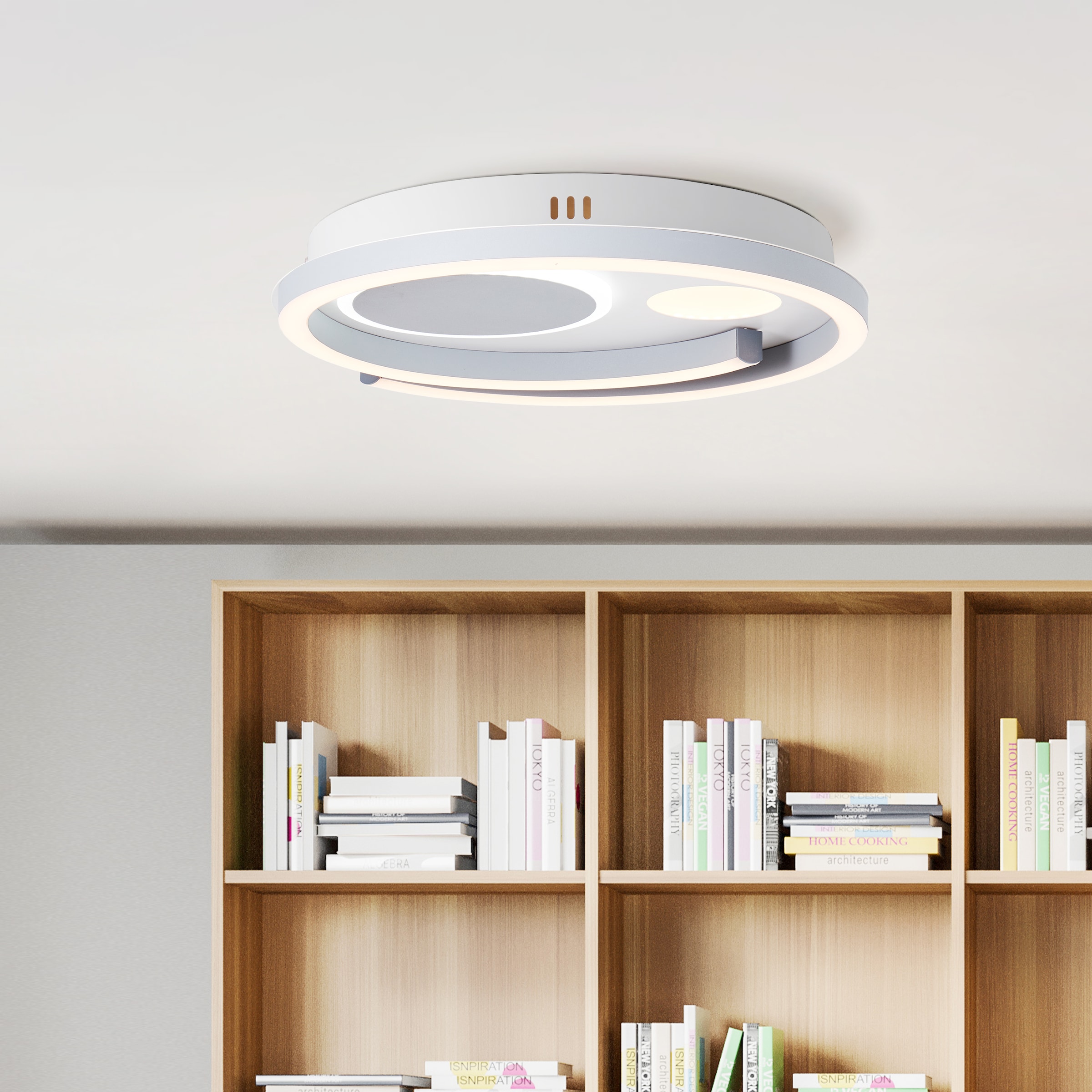Brilliant LED Deckenleuchte »Thekla«, 1 flammig, Leuchtmittel LED-Modul | LED fest integriert, Ø 40 cm, dimmbar, CCT, 3500 lm, Fernbedienung, Metall, weiß/schwarz