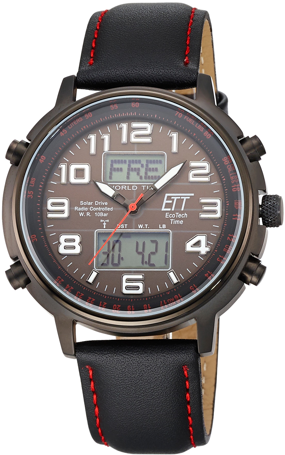 ETT Funkchronograph »Hunter, EGS-11452-22L«, Armbanduhr, Herrenuhr, Stoppfunktion, Datum, Solar