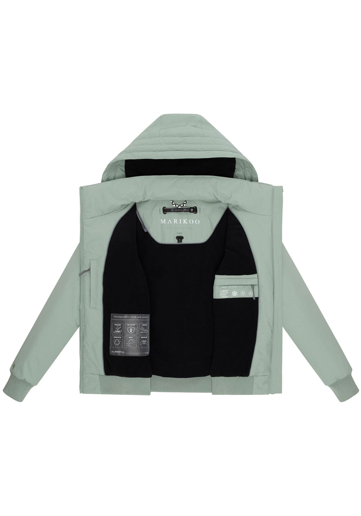 Marikoo Winterjacke »Mooni 16«, Gefütterte Winterjacke mit Kapuze und Kordelzug