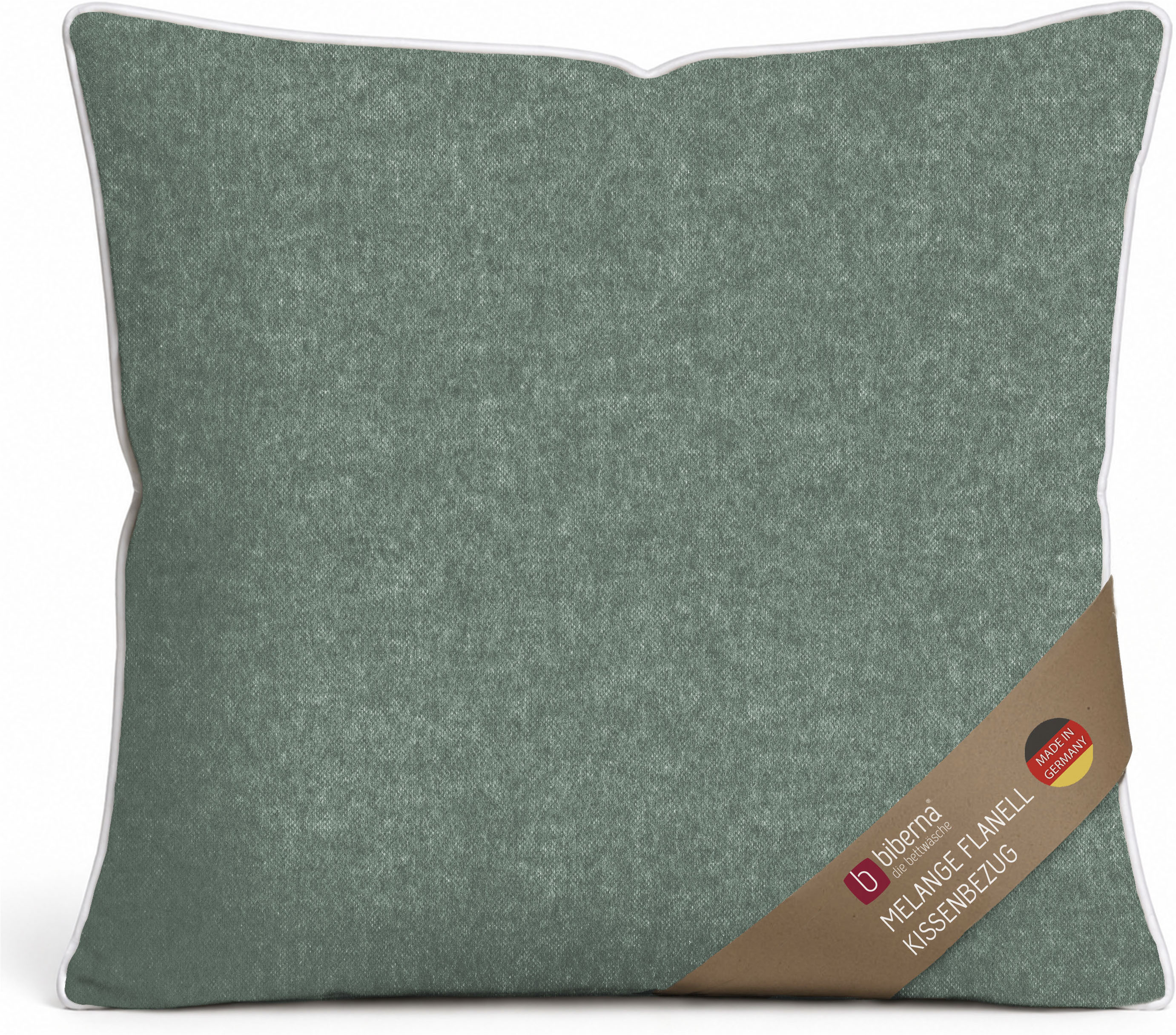 Biberna Kissenbezug "0840500 HERMAL Premium Biber Melange-Flanell 100% Baumwolle" Kissenhülle, wärmend & weich, Reißverschluss, Satinpaspel