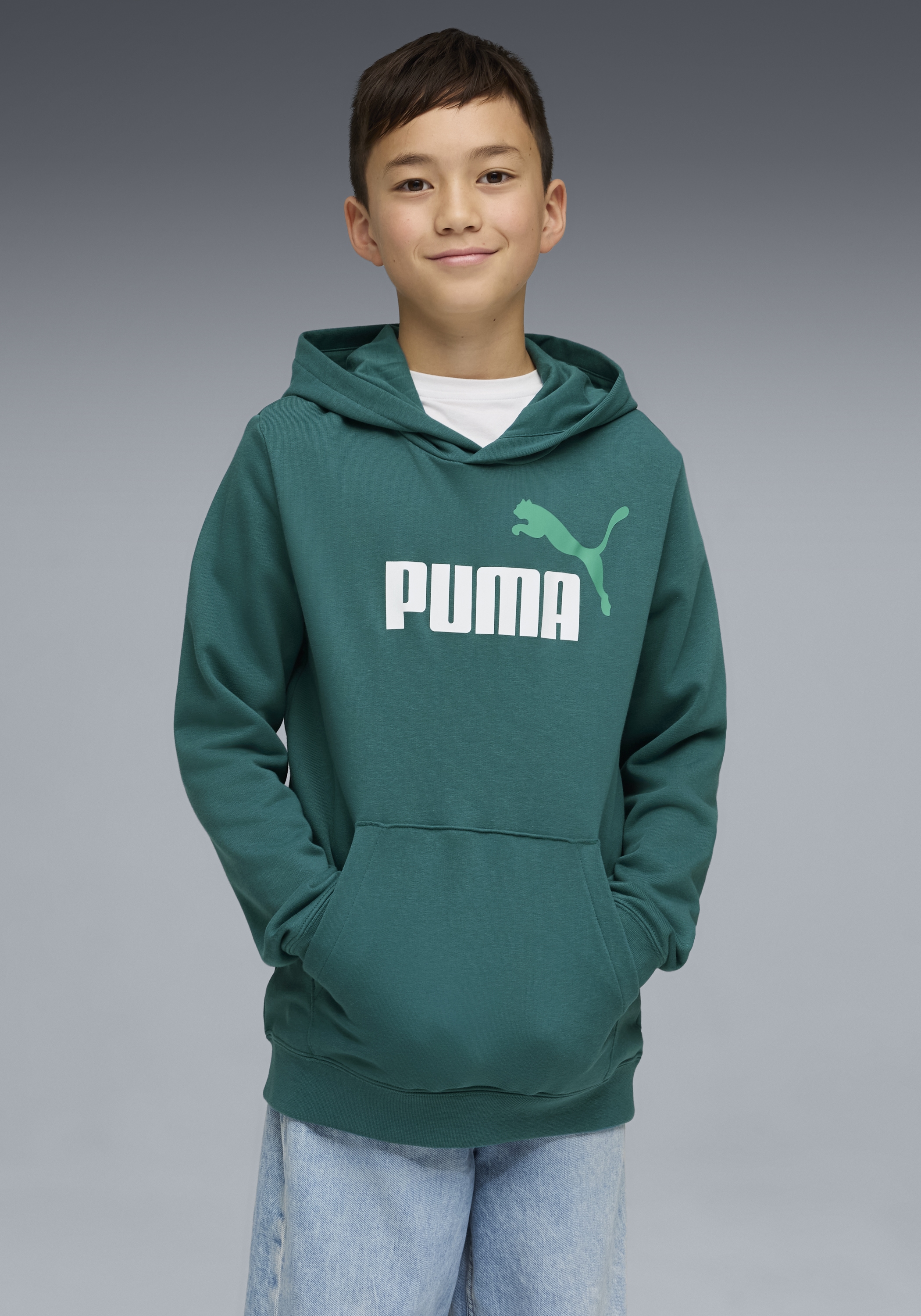 PUMA Kapuzensweatshirt "ESS 2 COLOR NO.1 LOGO HOODIE TR B", für Jugendliche, mit Print-Applikation, mit Kängurutasche
