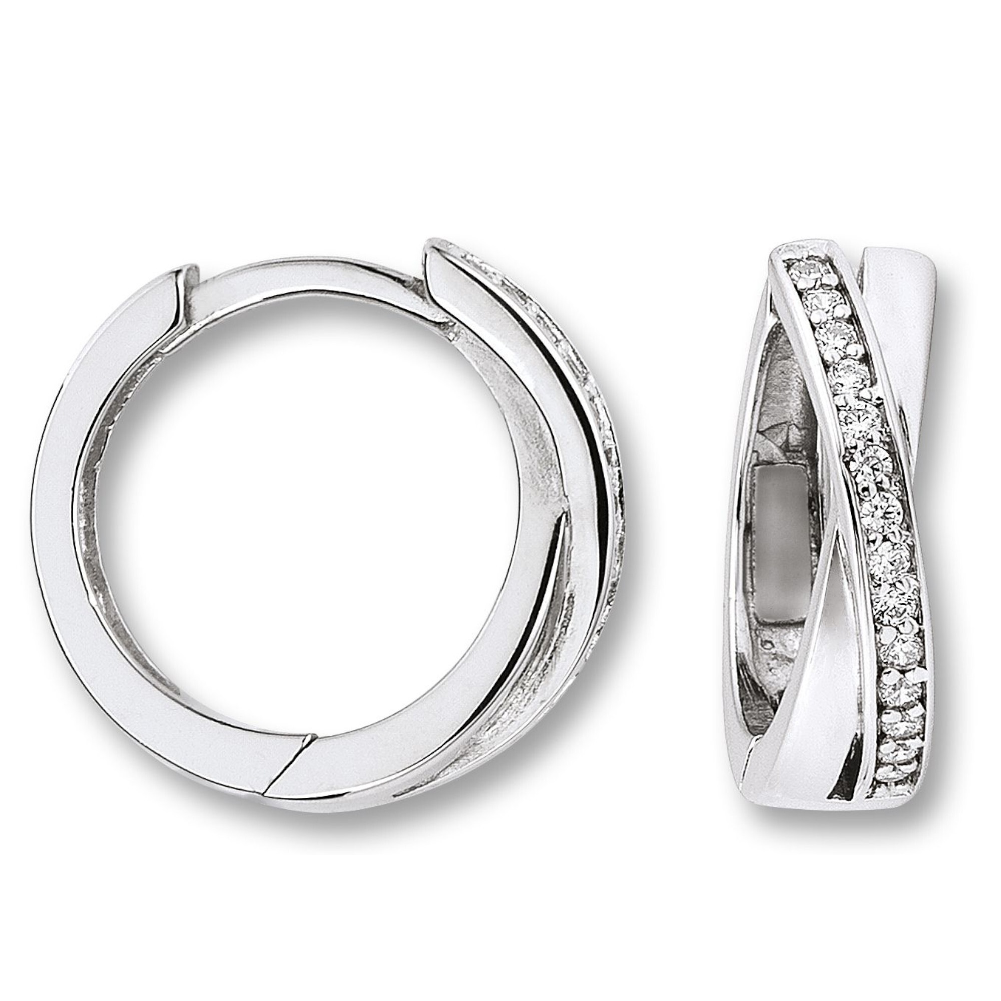 Paar Creolen ONE ELEMENT "Zirkonia Ohrringe Creolen aus 925 Silber", silber, Ohrringe, Damen, Damen,mit Zirkonia, Silber 925 (Sterlingsilber), Ihr persönliches Symbol – liebevoll gearbeitet für jeden Tag 2
