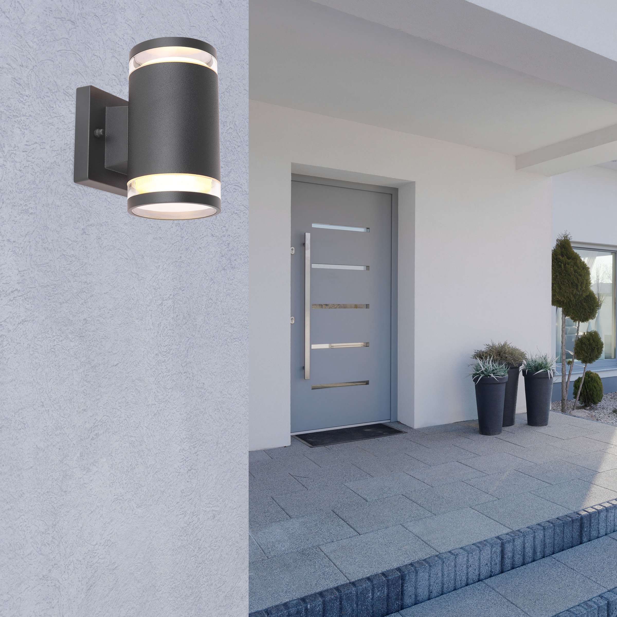 GLOBO LIGHTING Außen-Wandleuchte »ALCALA« GX53 1 Stk. Außenleuchte Aluminium, klar, Licht auf-/abwärts, IP44