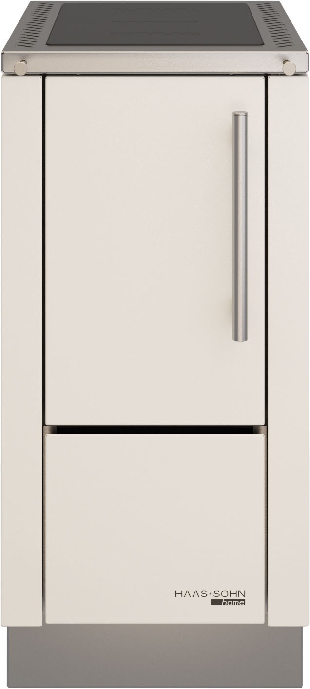 Haas + Sohn Festbrennstoffherd »HS 40 ohne Sichtfenster, weiß, Herdrahmen Edelstahl, Stahlkochplatte«