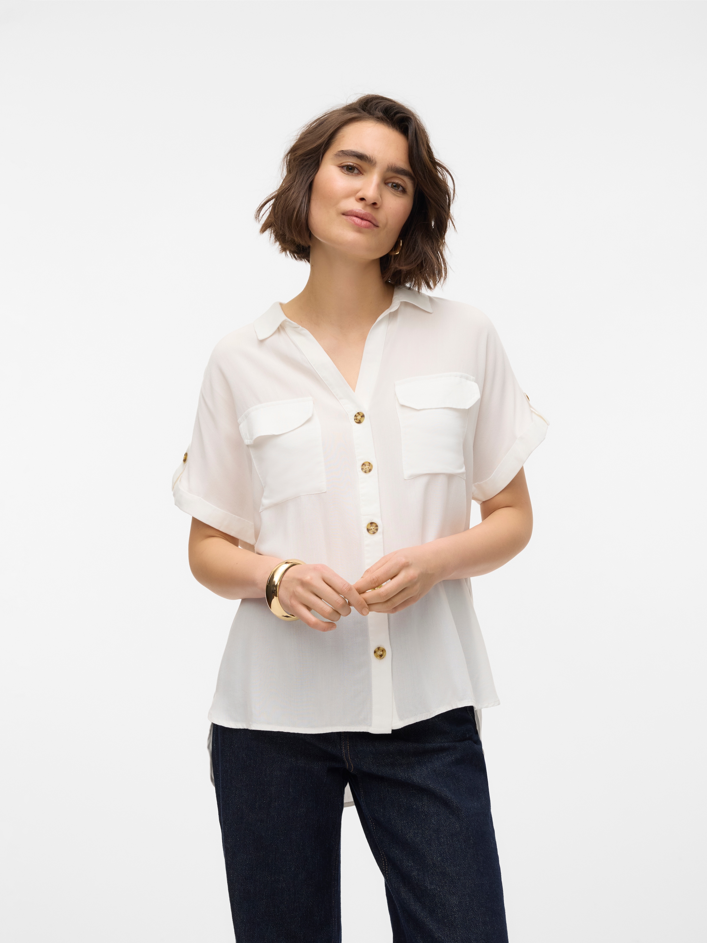 Vero Moda Kurzarmbluse "VMBUMPY S/S SHIRT WVN GA NOOS" günstig online kaufen