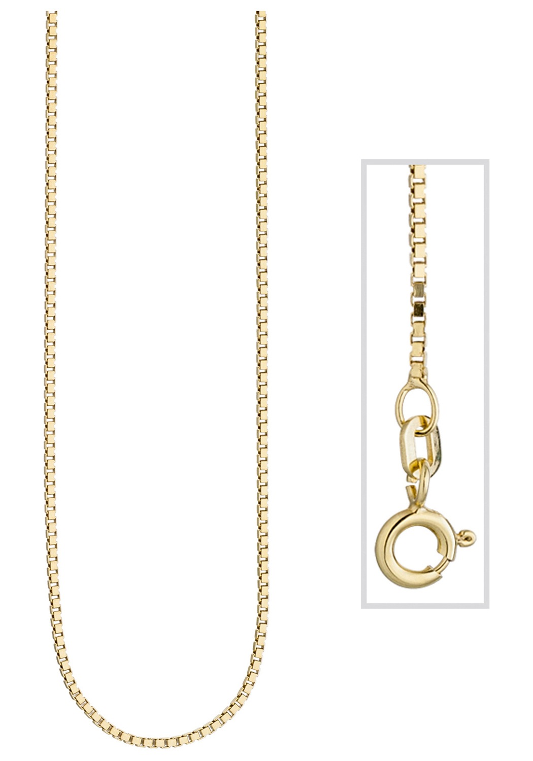 Kette ohne Anhänger JOBO, gold (goldfarben), Halsketten, Damen, Silber 925 (Sterlingsilber), L: 50, Venezianerkette 925 Silber vergoldet 50 cm 1,3 mm 2
