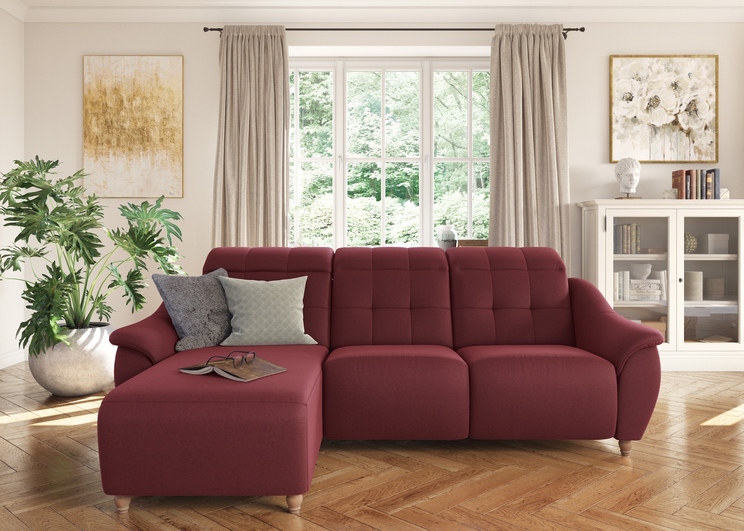 Home affaire Ecksofa "Boston L-Form" Kopfteilverstellung an jeder Sitzfläch günstig online kaufen