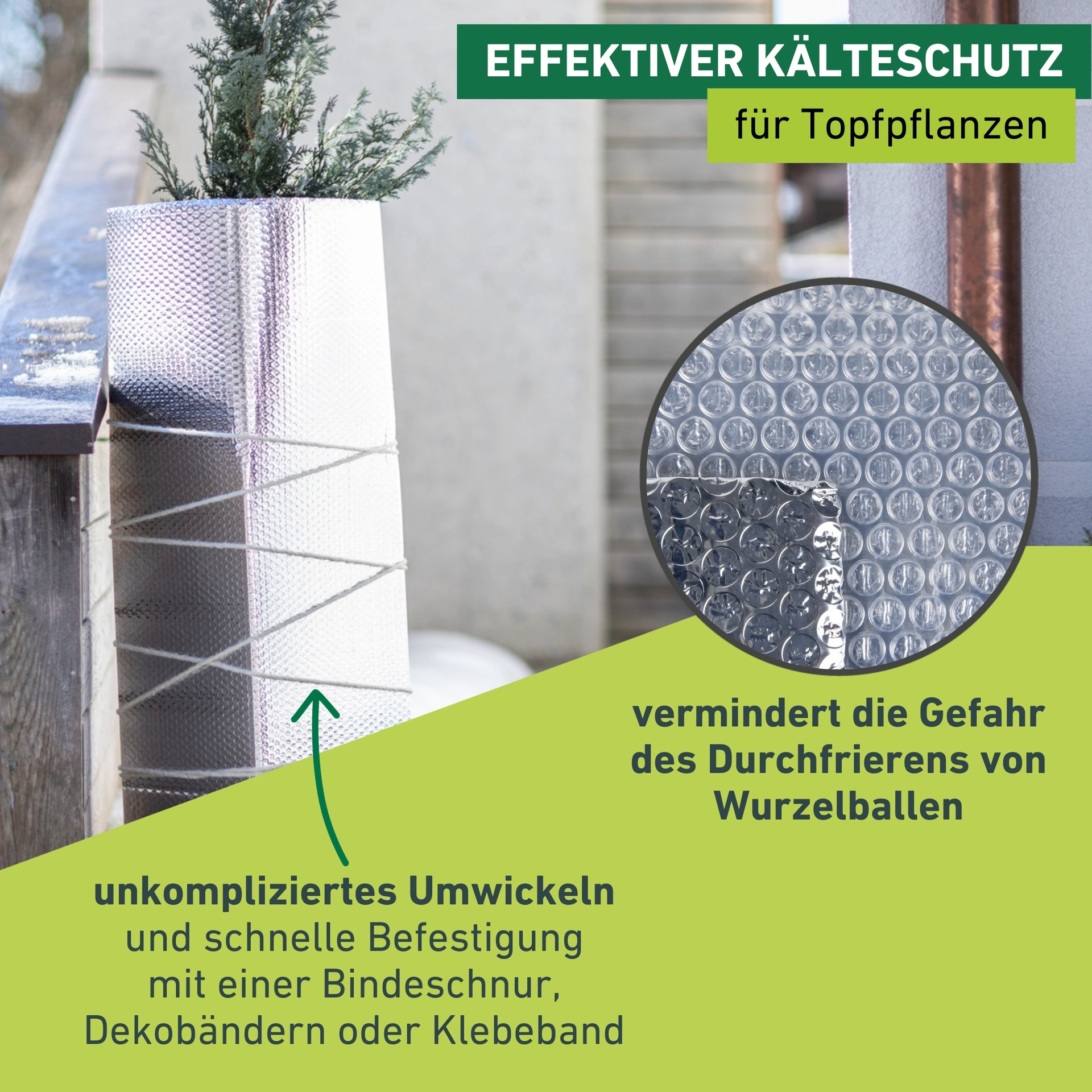 Windhager Winterschutzvlies »Kälteschutzfolie für Topfpflanzen, Frostschutz und Kälteschutz« Luftpolsterfolie mit Aluminiumbeschichtung, 0,5x5 m, zuschneidbar