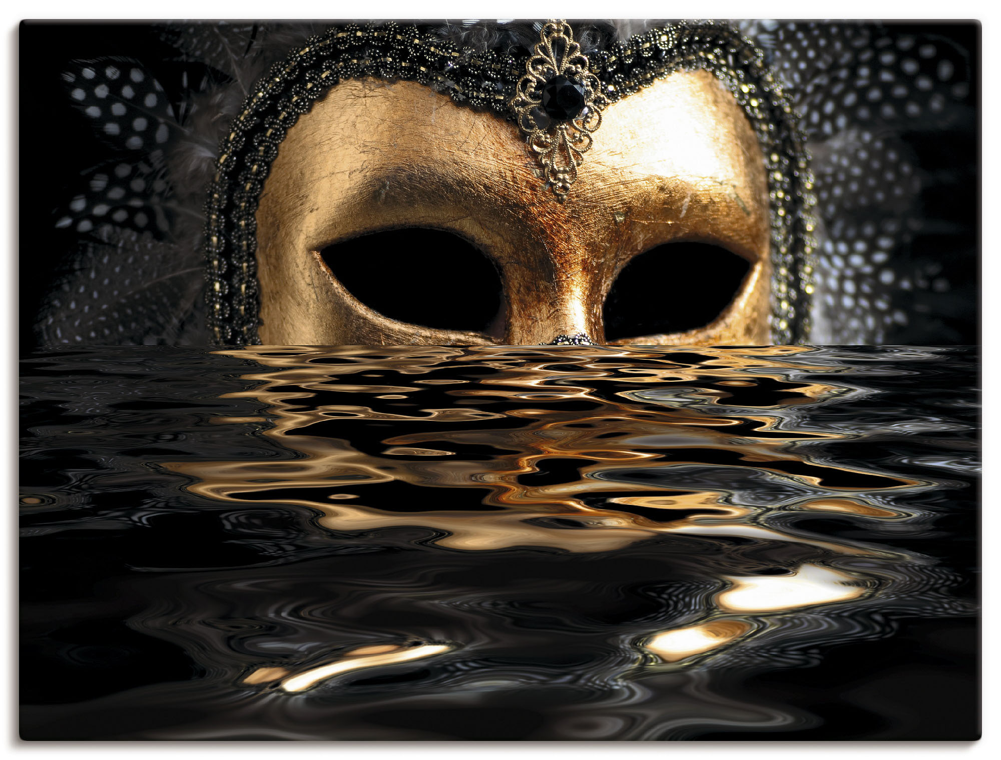 Artland Leinwandbild "Venezianische Maske mit Blattgold" Karneval 1 Stk. tlg. auf Holzrahmen gespannt