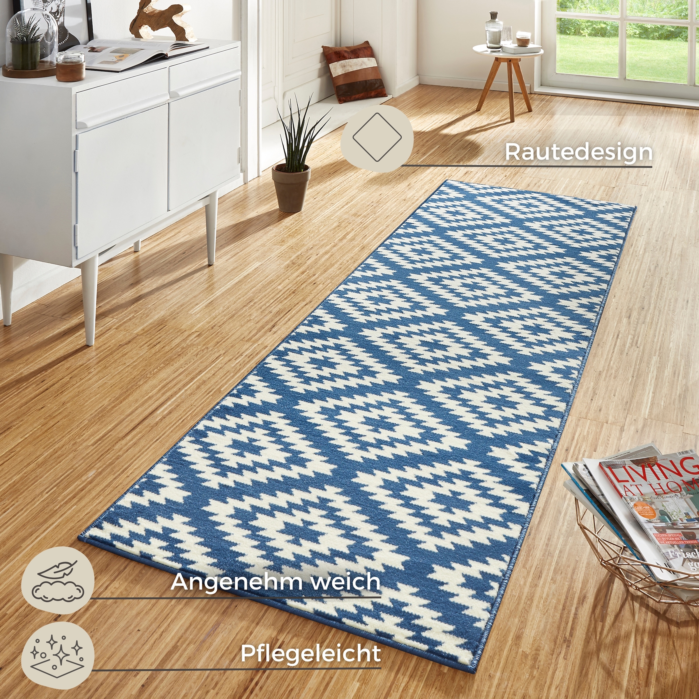 HANSE Home Läufer »Nordic«, rechteckig, 9 mm Höhe, Kurzflor, Raute, Teppich, Weich, Esszimmer, Kinderzimmer, Flur, Modern