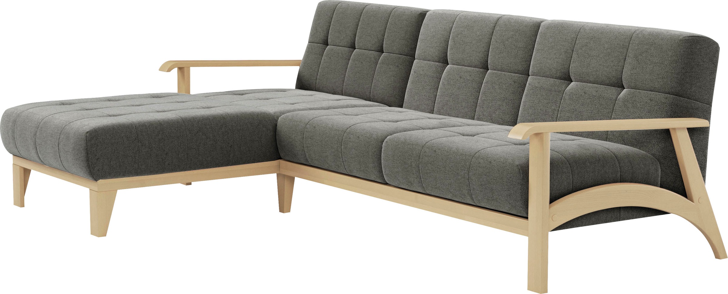sit&more Ecksofa »Billund L-Form«, Armlehnen aus Buchenholz in natur, verschiedene Bezüge und Farben