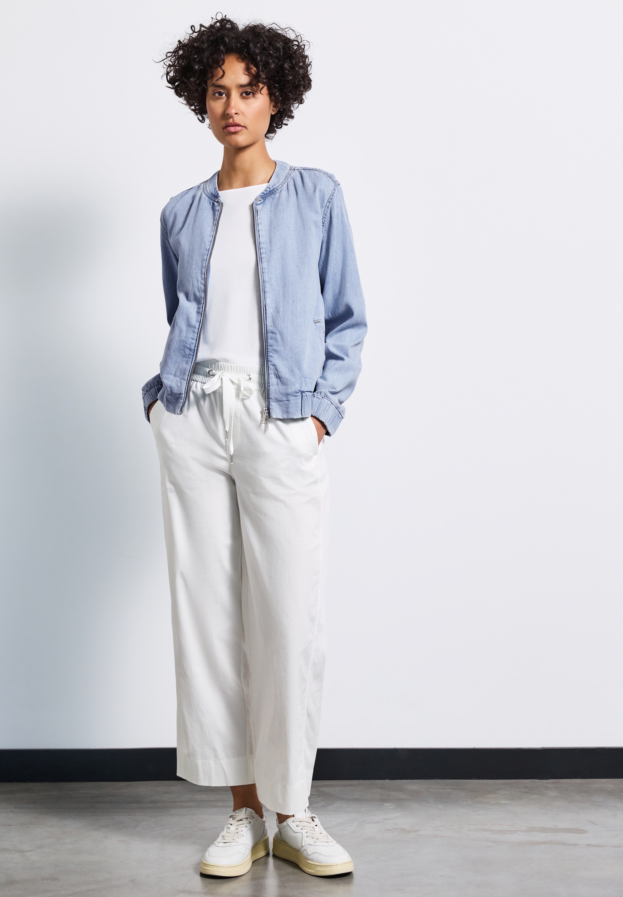 STREET ONE Jeansjacke, ohne Kapuze, bestehend aus einem Materialmix