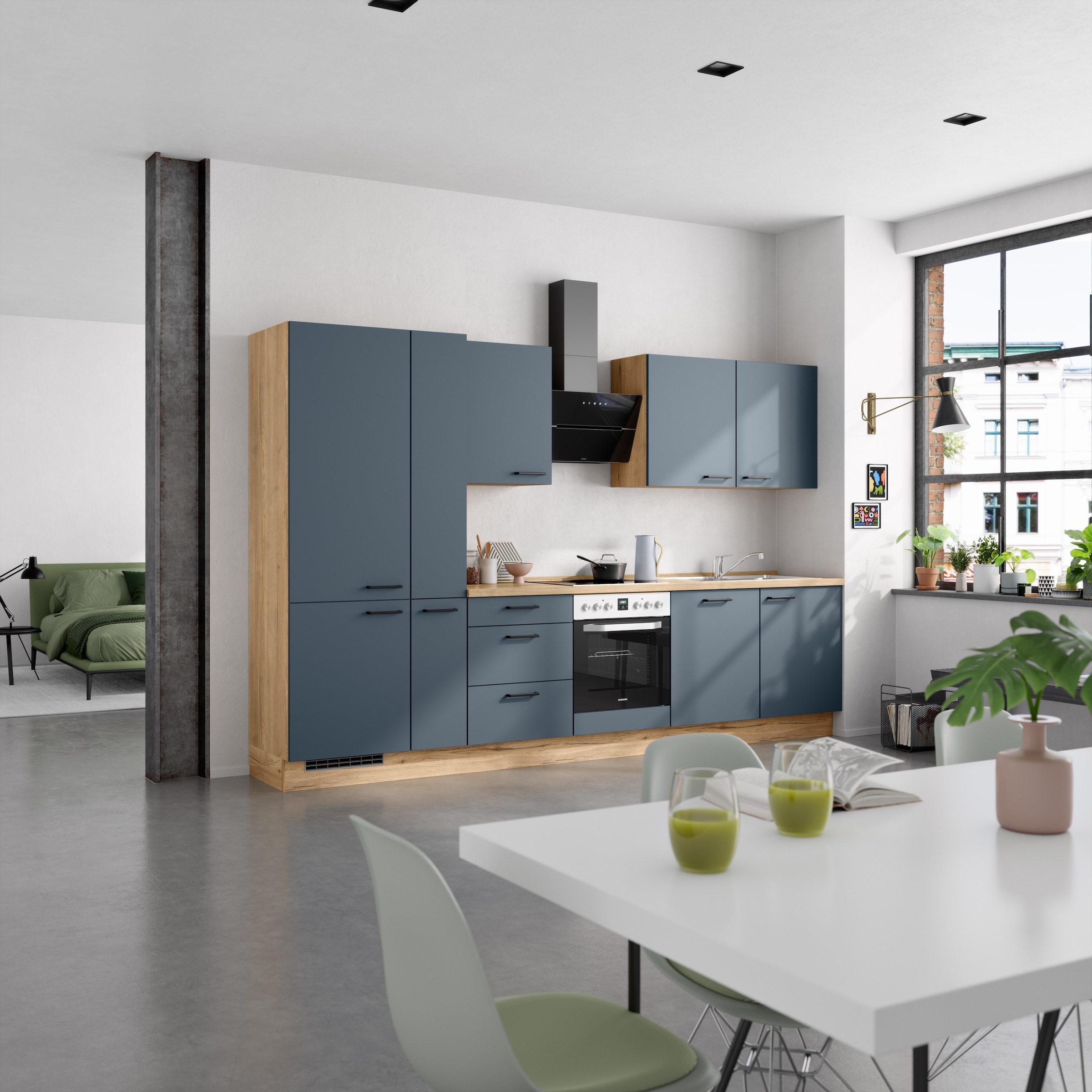 nobilia® Küchenzeile »"Easytouch II"«, vormontiert, Ausrichtung wählbar, Breite 330 cm, wahlw. mit E-Geräten