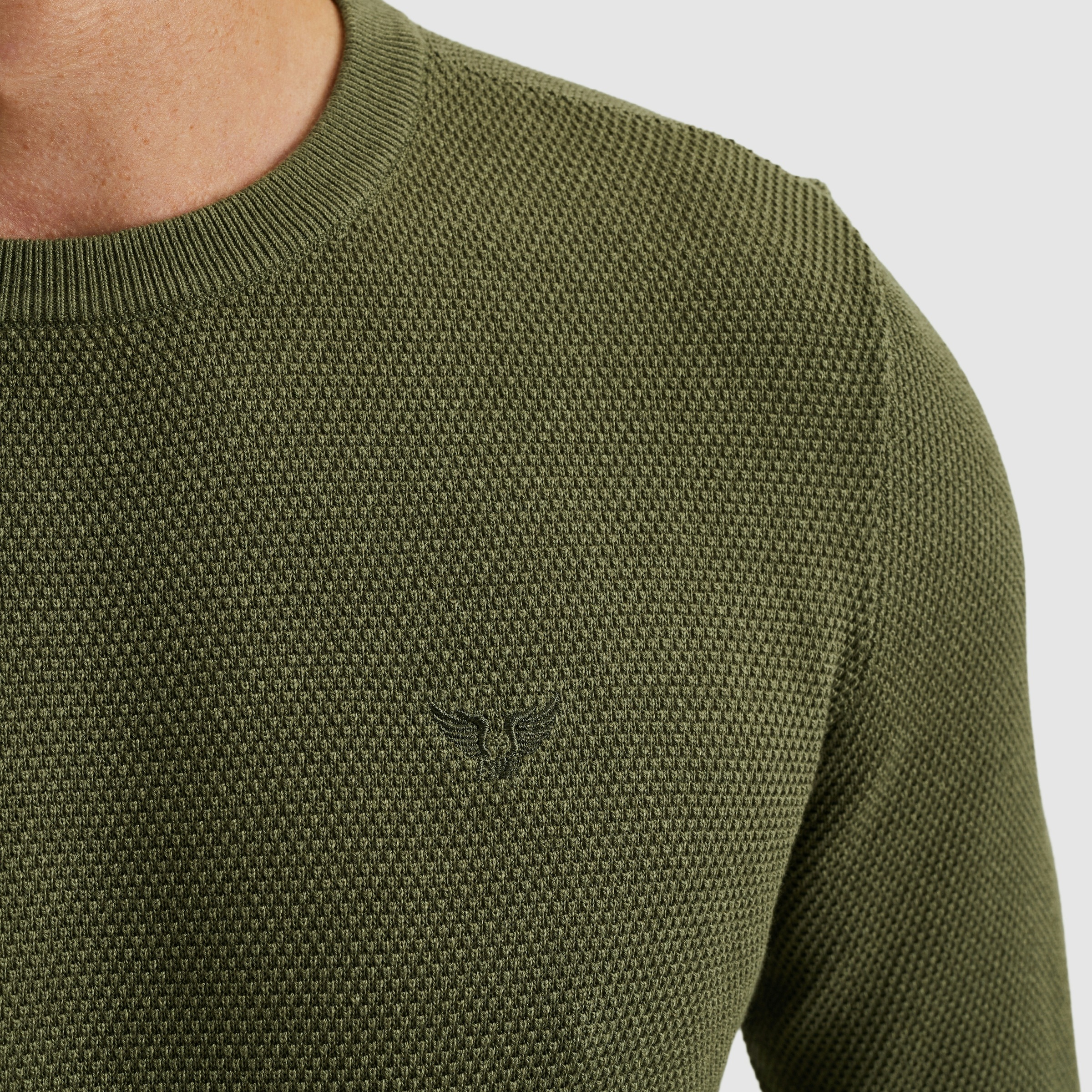 PME LEGEND Rundhalspullover mit Logo Stickerei