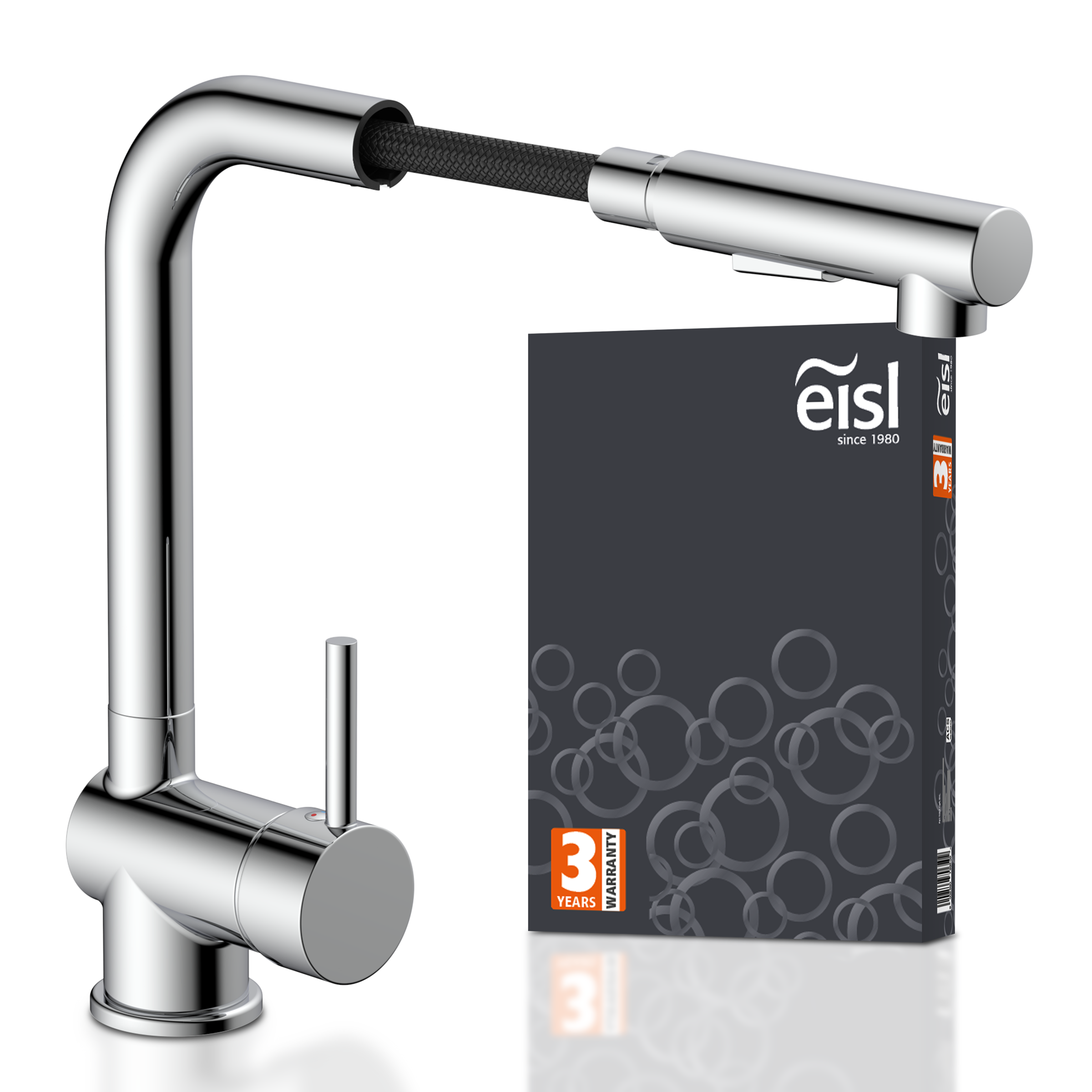 Eisl Spültischarmatur mit Geschirrbrause, Wasserhahn Küche ausziehbar in Chrom