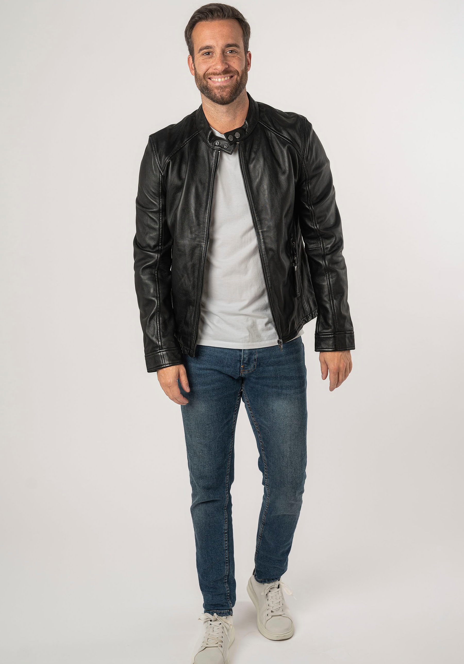 Mauritius Lederjacke »2Mtoji SF«, mit Reißverschluss, Zipperdetail, STehkragen Ziernähte