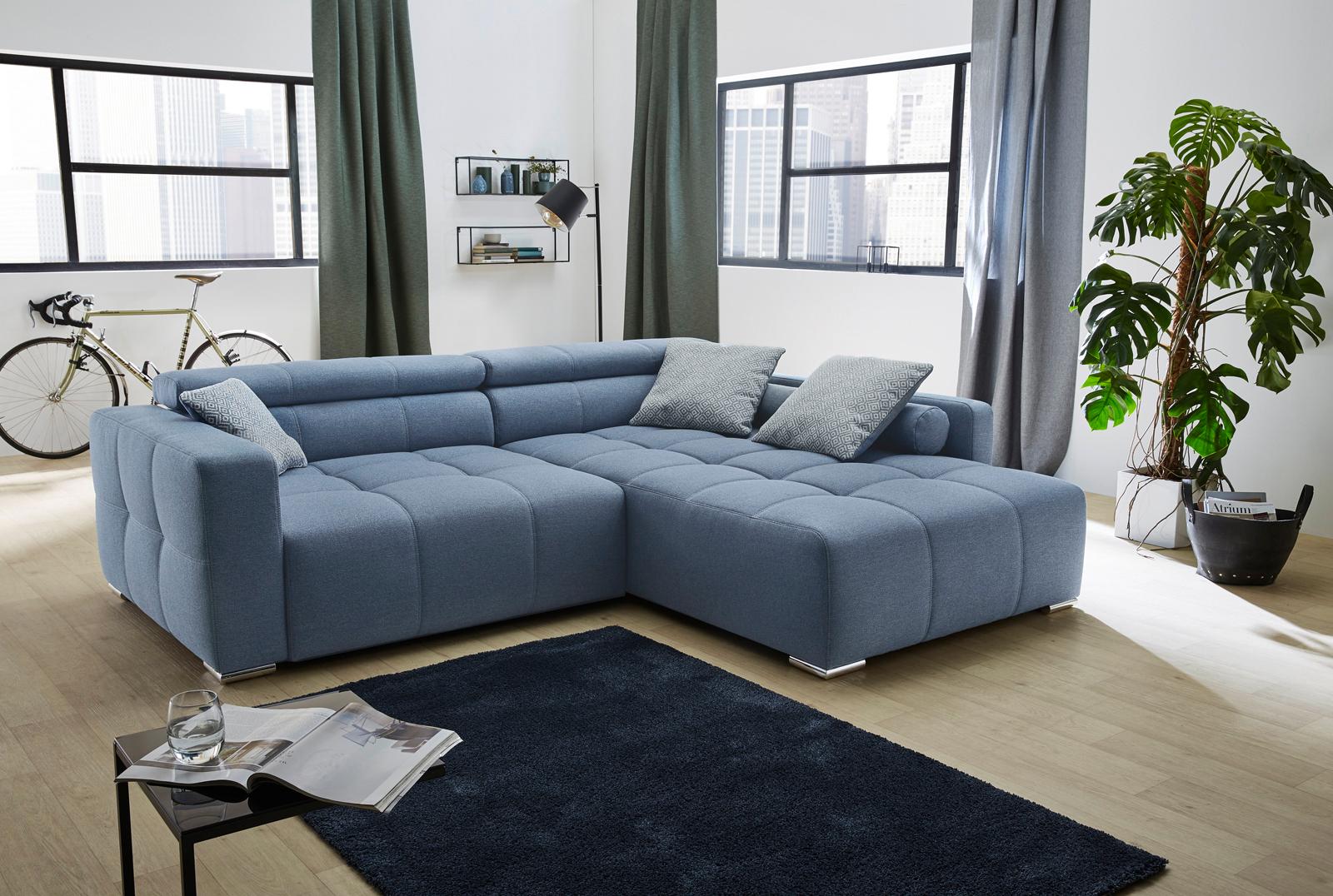 Jockenhöfer Gruppe Ecksofa "Salerno L-Form, B: 280 cm" im Big-Sofa-Style, mit Kopfteilverstellung & Zierkissen