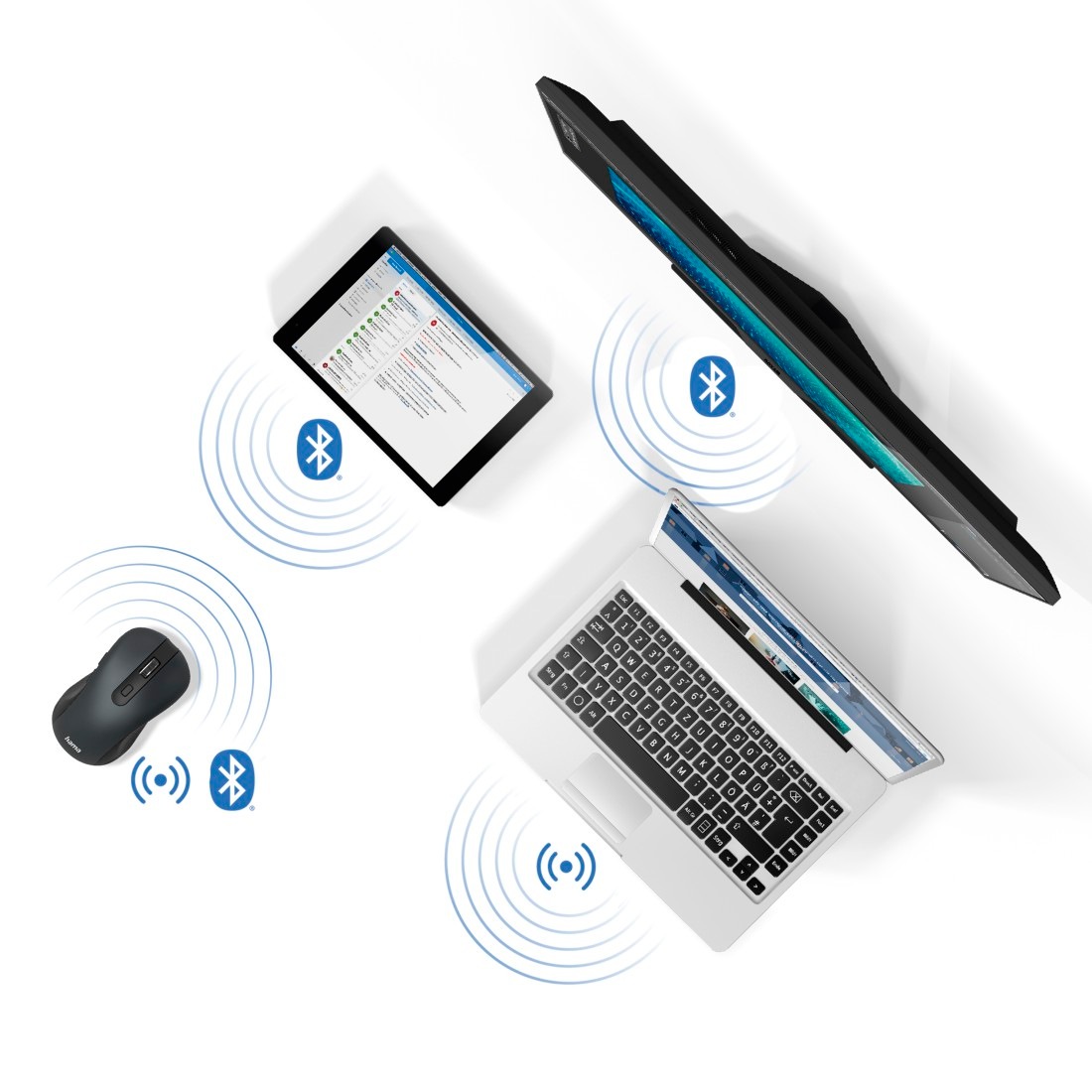 Hama Maus »Optische 6-Tasten-Multi-Device-Maus "MW-650", USB-A Bluetooth Maus« Bluetooth