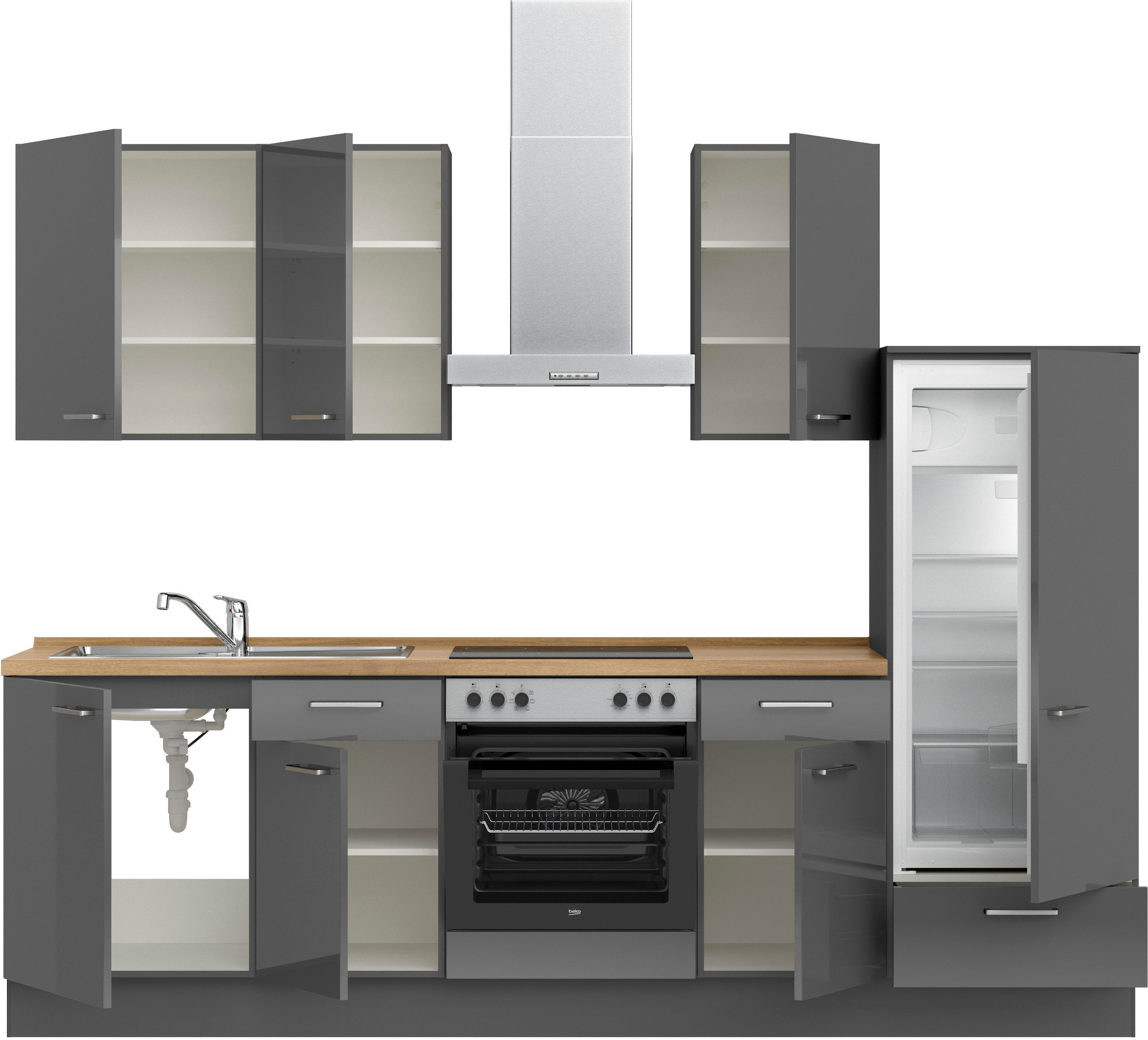 nobilia® Küchenzeile »"Flash I"«, vormontiert, Ausrichtung wählbar, Breite 270 cm, wahlw. mit E-Geräten