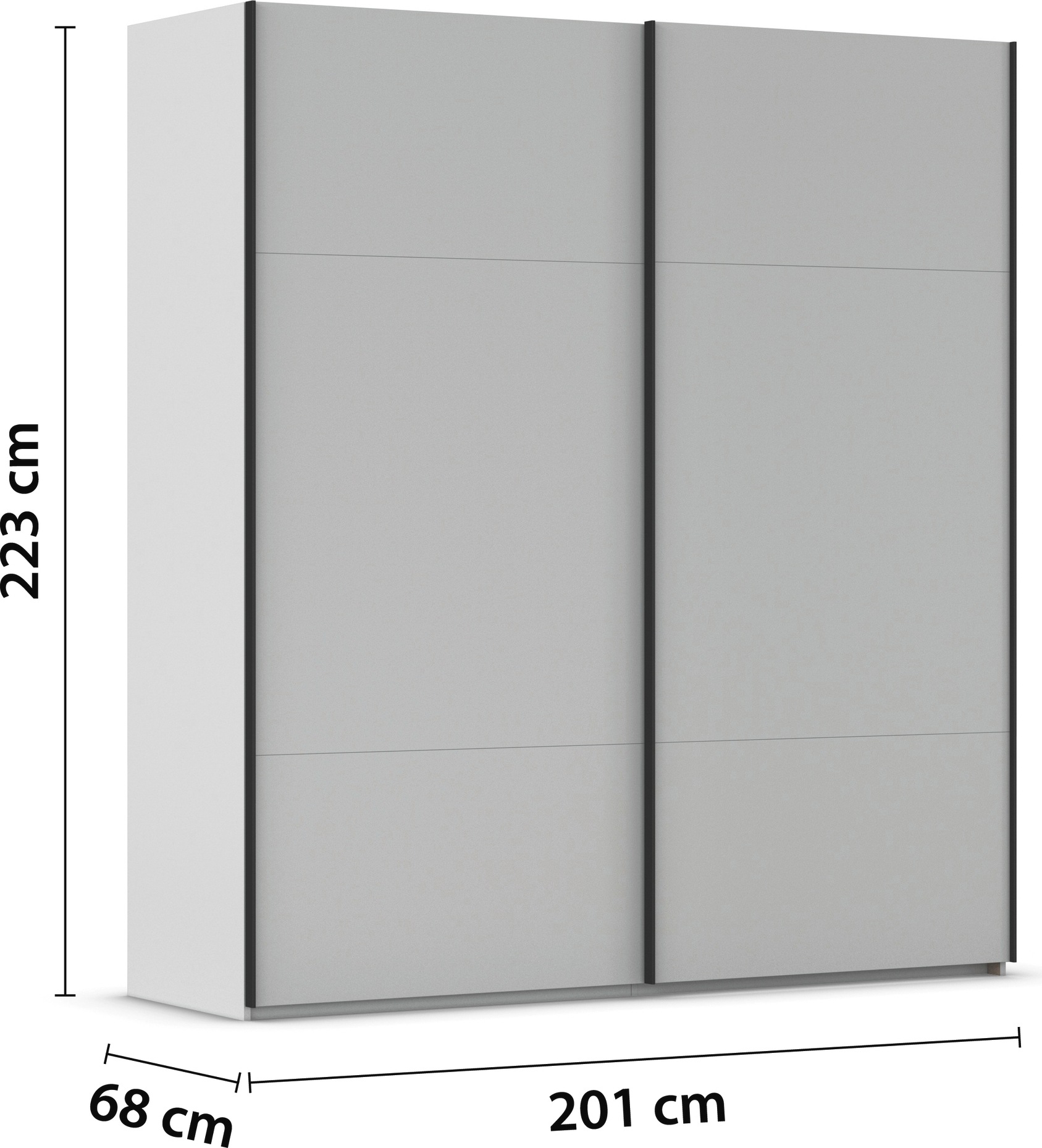 rauch Schwebetürenschrank »Kleiderschrank Schrank Garderobe Schlafzimmerschrank CONTIDO«, (in 3 verschiedenen Ausstattungen BASIC/CLASSIC/PREMIUM), aus hochwertigem Material in 6 Breiten 2 Griff-Farben MADE IN GERMANY