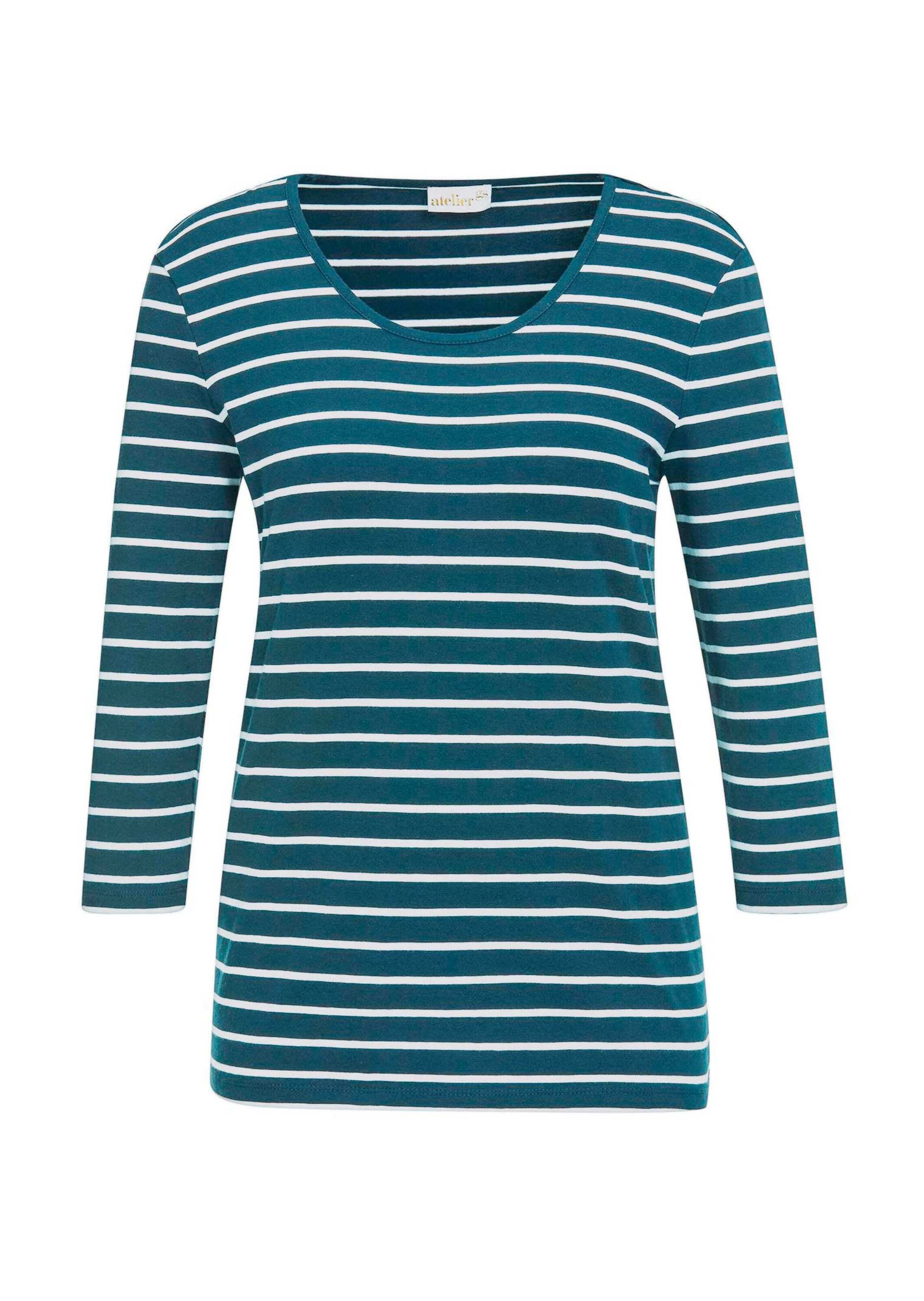 GOLDNER 3/4-Arm-Shirt "Jerseyshirt mit Rundhals" Garngefärbte und dadurch farbbeständige Ringel