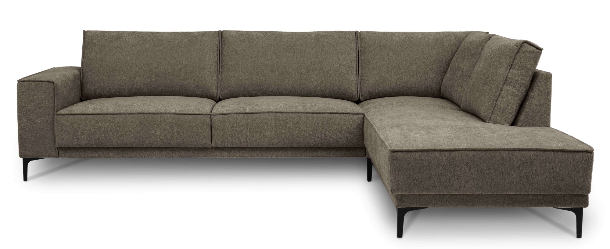 Places of Style Ecksofa »Polsterecke Oland, Struktur, Flachgewebe, Luxus-Microfaser, Boucle«, L-Form, 289 cm, Wellenunterfederung, Skandi-Design, Metallfüße