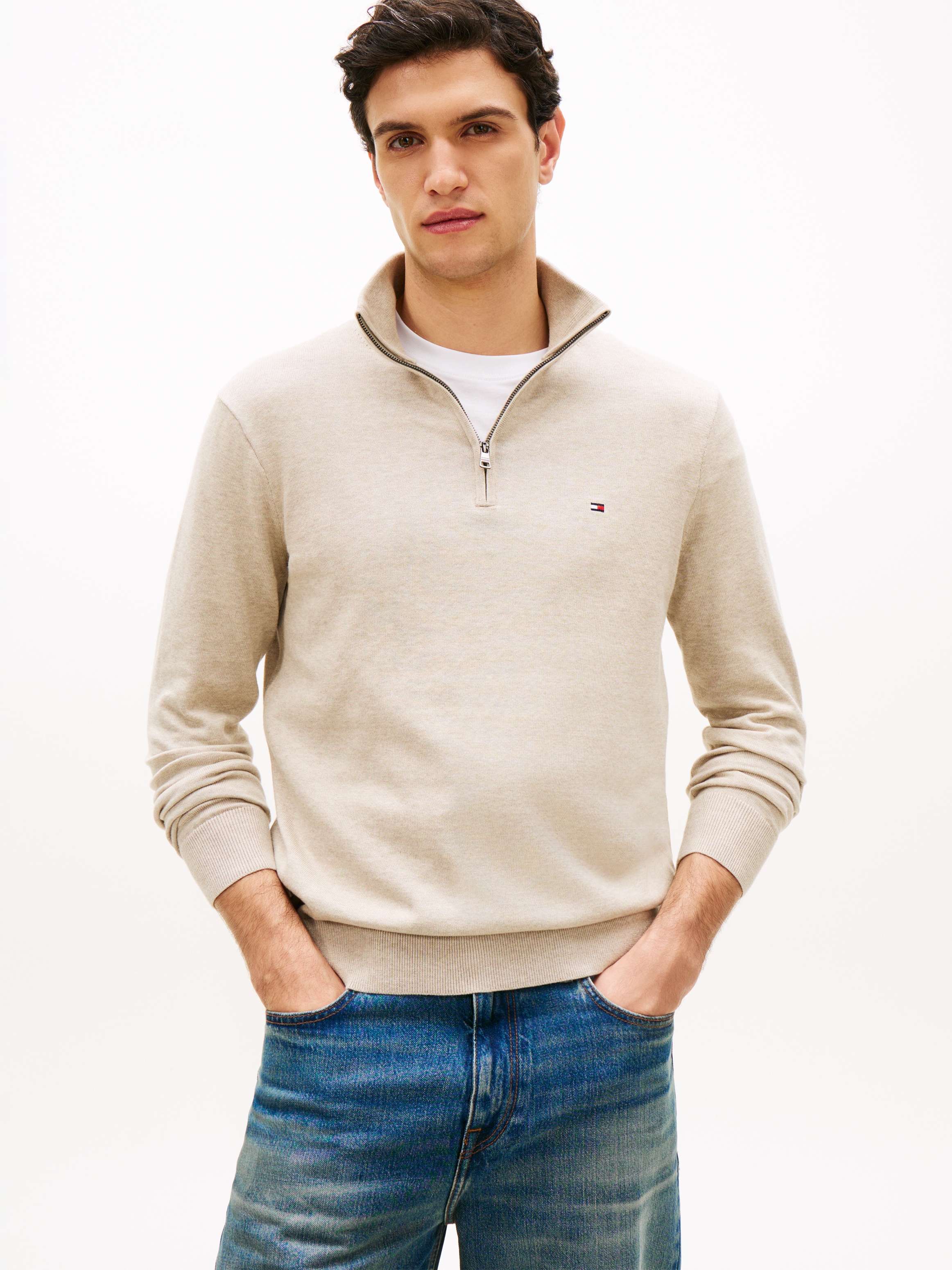 Tommy Hilfiger "ESSENTIAL COTTON ZIP MOCK" günstig online kaufen
