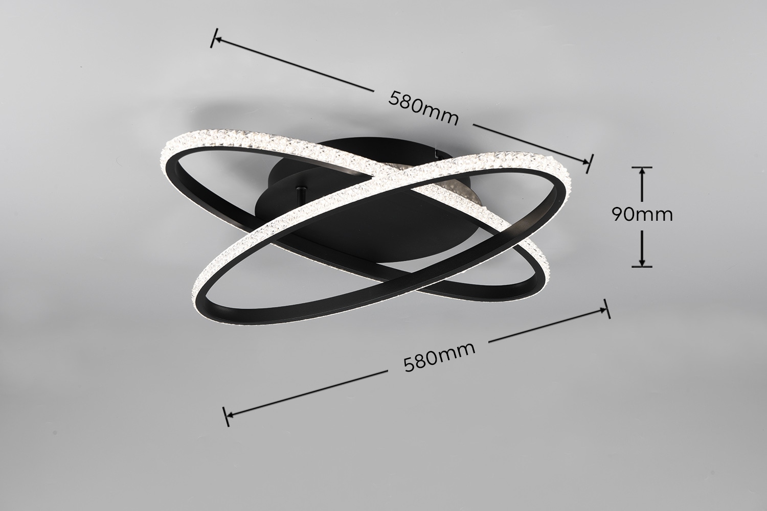 REALITY Leuchten LED Deckenleuchte »LANE, LED Deckenlampe Ringe, 27W 3500 Lumen 4000K kaltweiß 58x58 cm« LED-Board 1 Stk. Kaltweiß dimmbar per Wandschalter, Ringe flexibel verstellbar