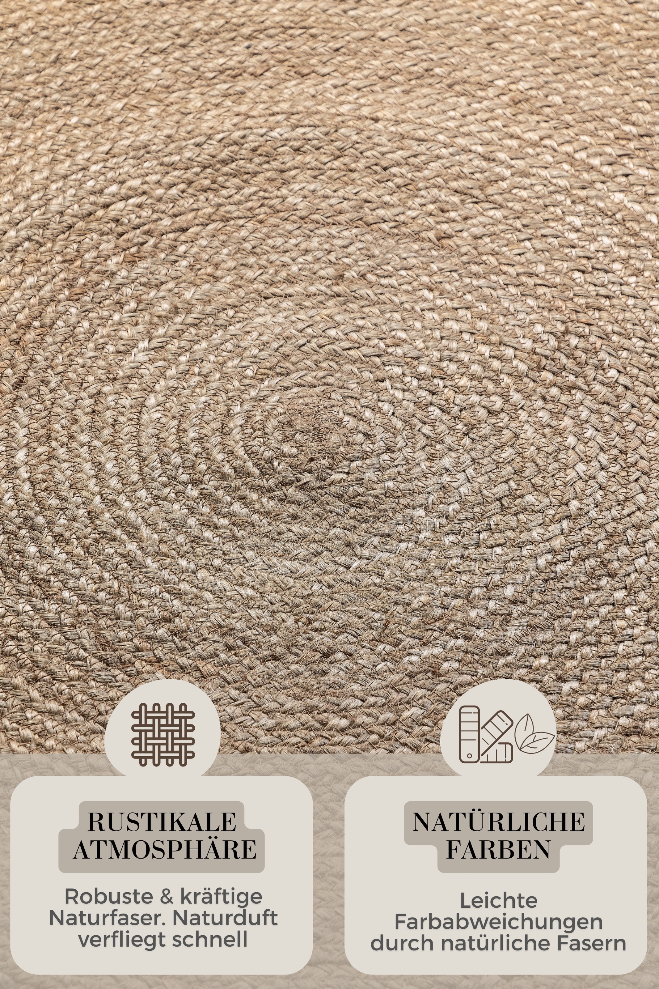 Teppich HANSE HOME "Rangpur Juteteppich, auch in oval", braun, H:10mm Ø:140cm, Jute, Teppiche, Teppich, Handgewebt, 100% Jute, Natur, Wohnzimmer, Flur, Boho, Skandi 2
