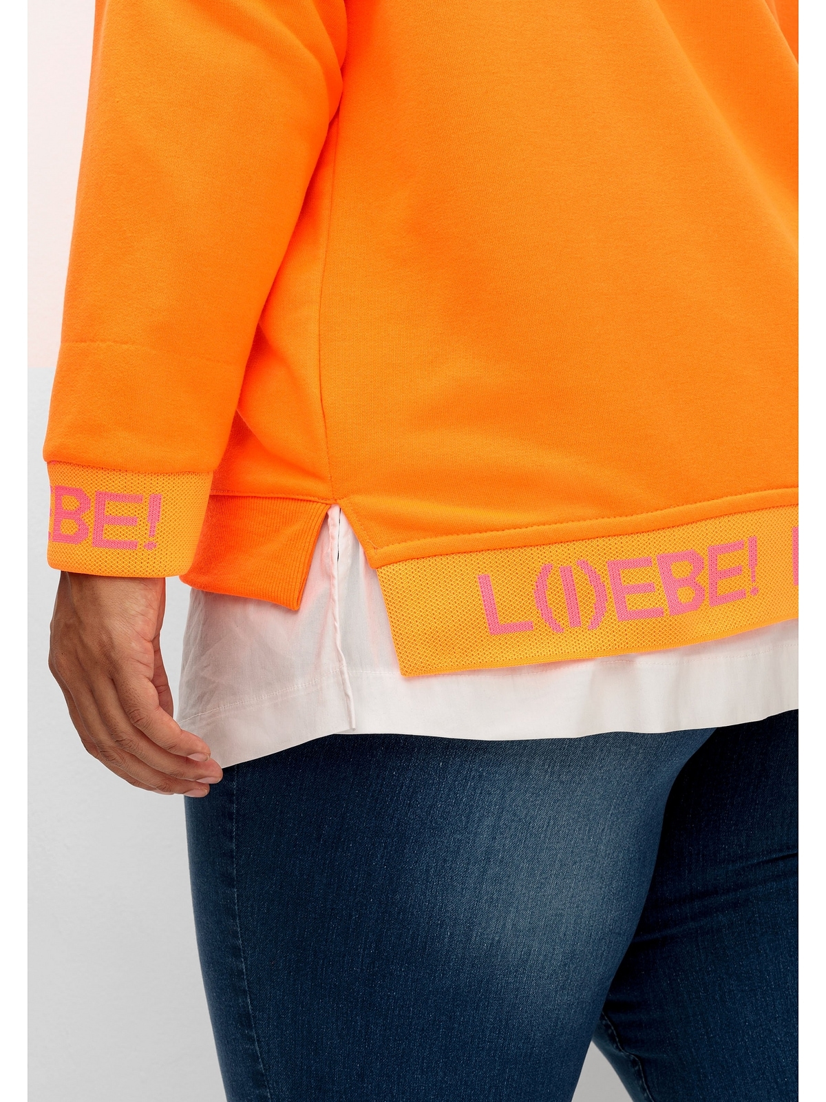 Sheego Sweatshirt »Große Größen«, mit Neon-Print und Seitenschlitzen