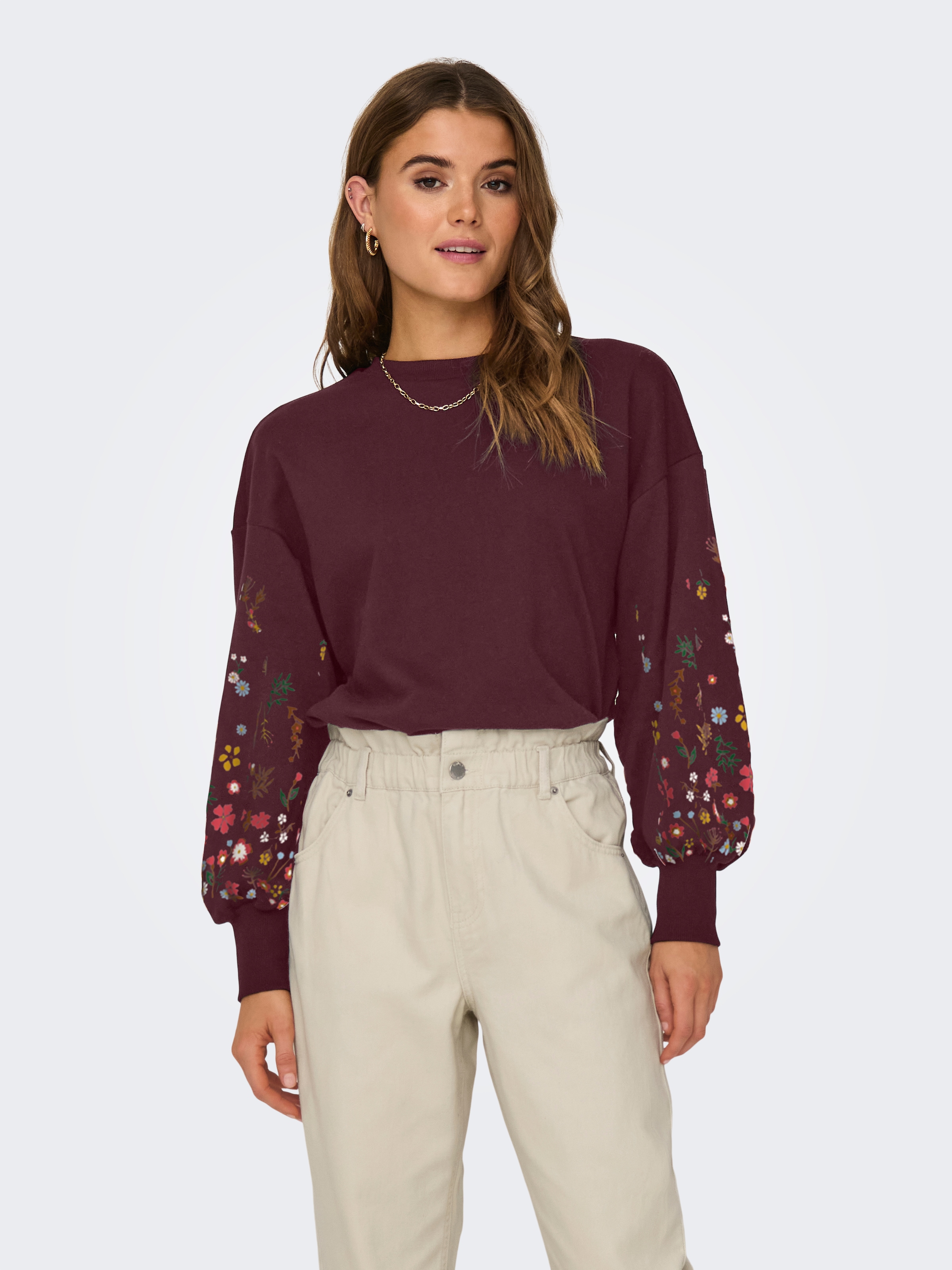 ONLY Sweatshirt "ONLBROOKE L/S O-NECK FLOWER SWT" günstig online kaufen