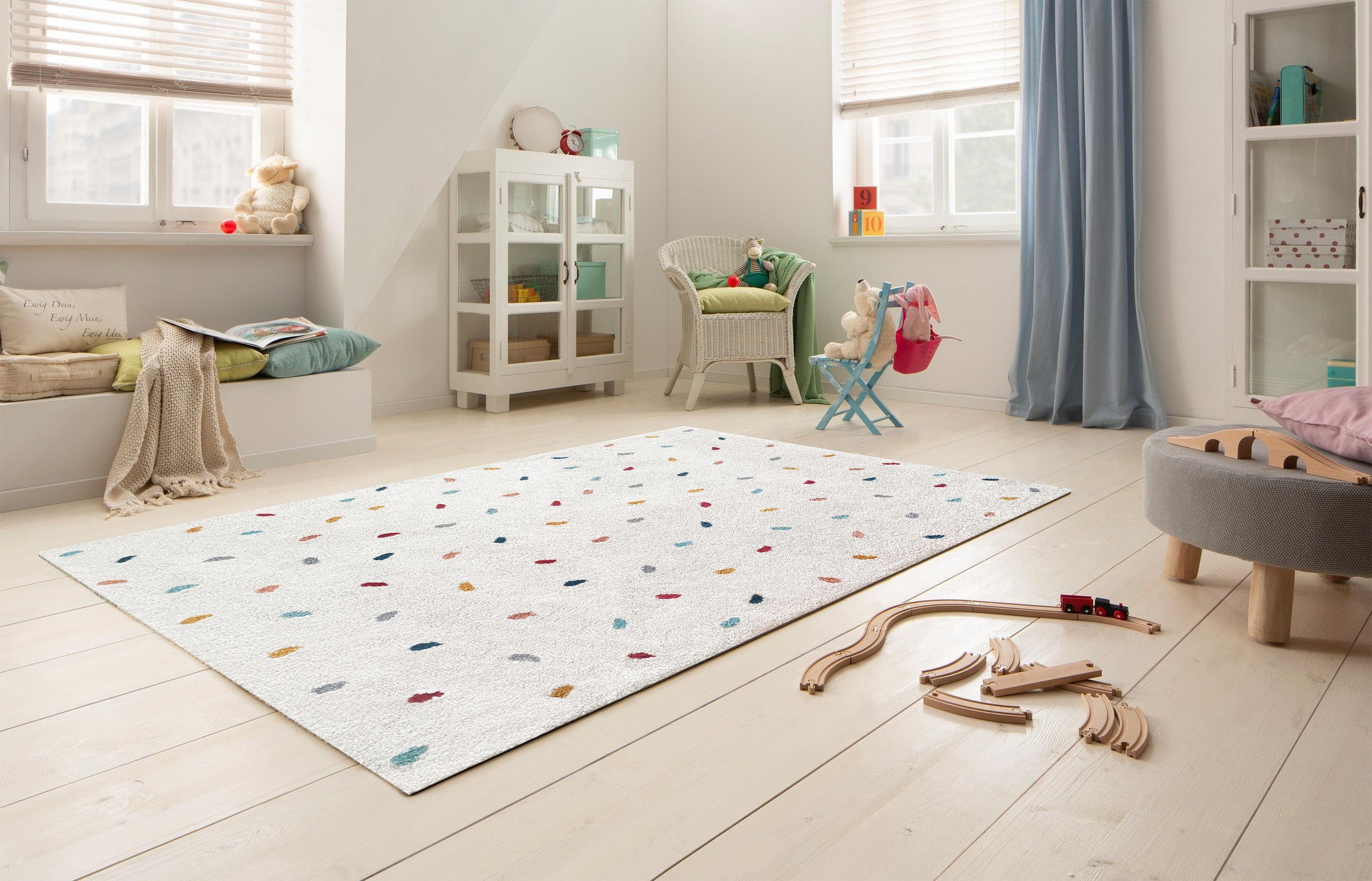 Lüttenhütt Kinderteppich »Odan«, Punkte, bunte BAUR Kurzflor-Teppich, | Kinderzimmer Wohnzimmer, rechteckig, Rechnung weich, auf