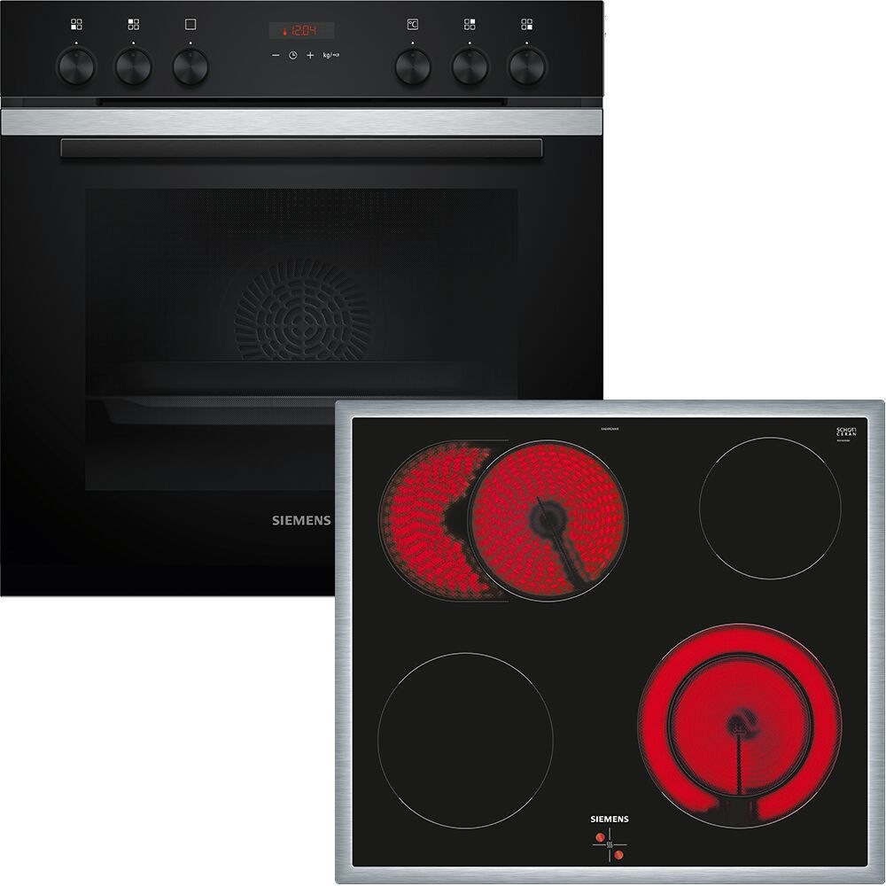 SIEMENS Elektro-Herd-Set "PQ212KA10", grau, Herdsets, Großflächengrill