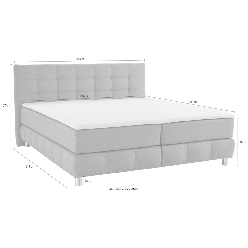 andas Boxspringbett »Salo«, incl. Topper, 6 Breiten, 2 Härtegrade, TFK auch in Härtegrad 4