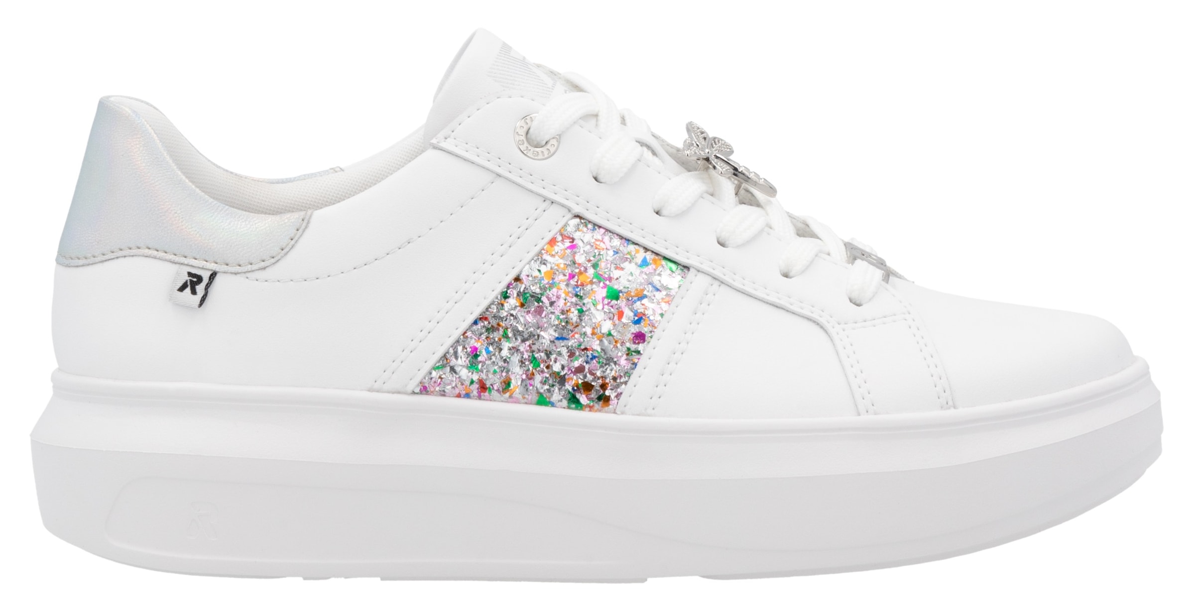 RIEKER Sport Plateausneaker, mit stylischen Metallic-Details, Freizeitschuh, Halbschuh, Schnürschuh