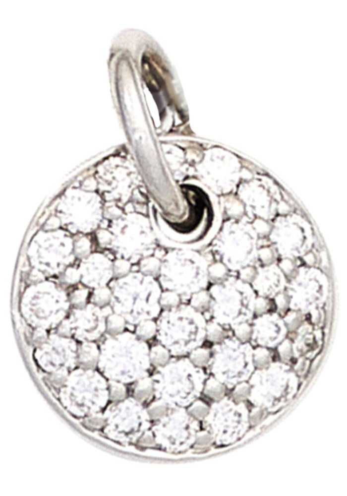JOBO Damen Runder Anhänger "Kleiner Weißgoldanhänger 9,5 mm", SI = kleine Einschlüsse, Diamanten Weißgold 585weißgold 585, Diamanten, Weißgold 585,