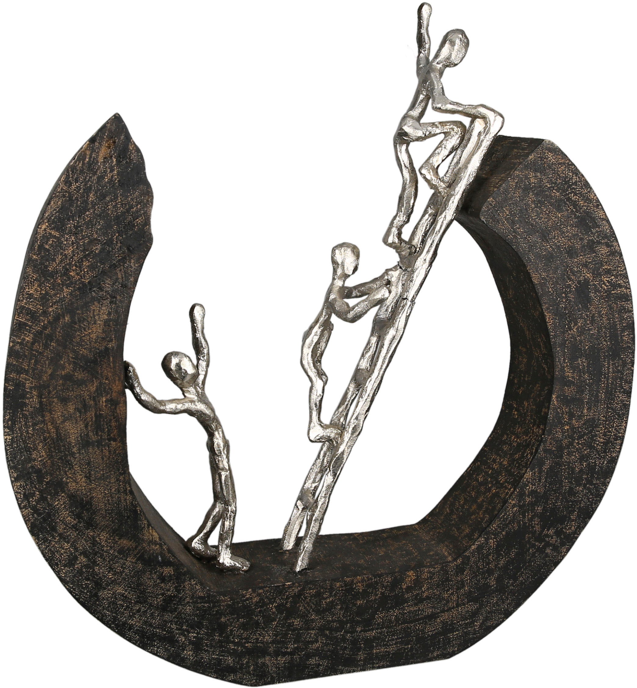 & Hinauf, Gilde Holz, cm, Metall by | Dekofigur bestellen aus »Skulptur BAUR Wohnzimmer Dekoobjekt, schwarz/silber«, 32 Höhe Casablanca
