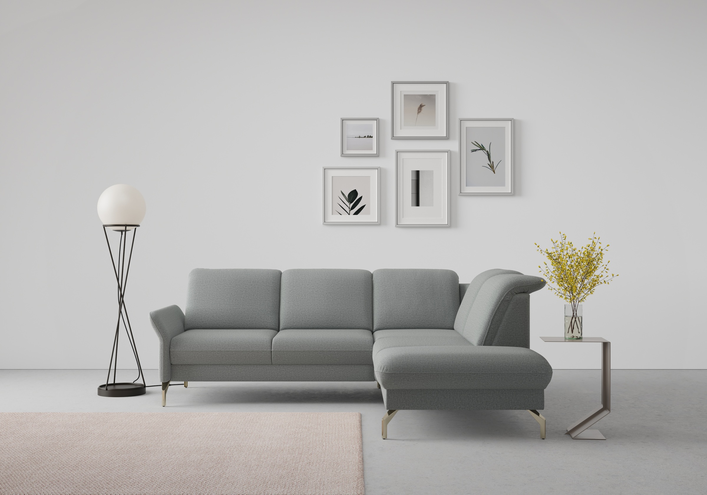 Ecksofa SIT & MORE "Fashion L-Form", grau, B:250cm H:84cm T:207cm, Sofas, Ecksofa, wahlweise mit Kopfteilverstellung, Vorziehsitz, motorisch, Nickelfüße 8