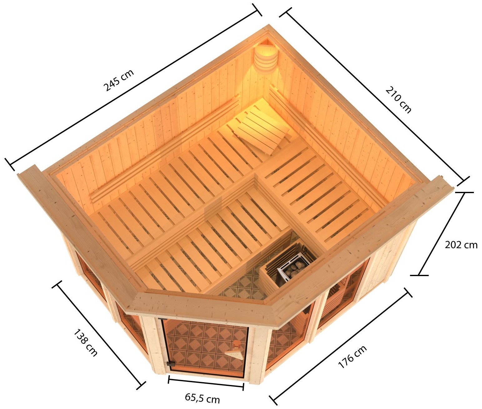 Karibu Sauna »Anike 3«, (Set), 9-kW-Ofen mit integrierter Steuerung