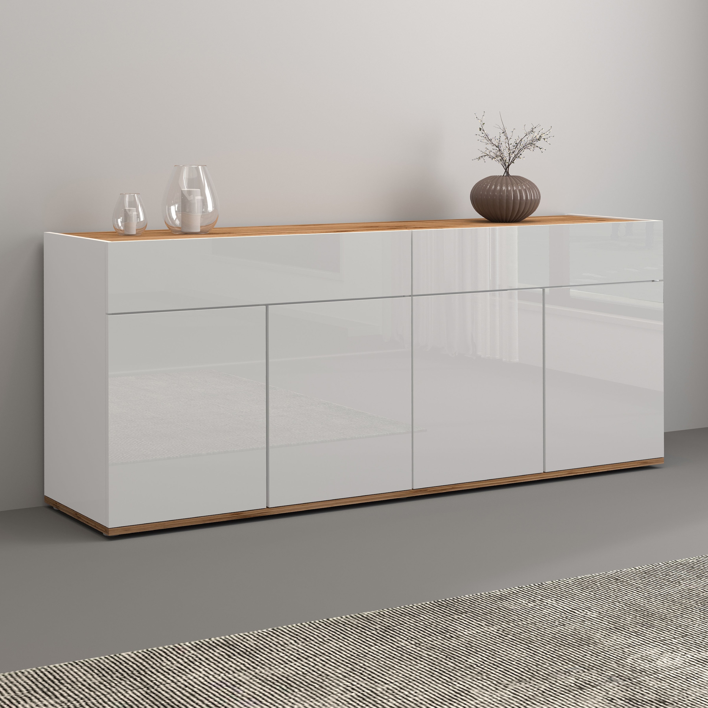 INOSIGN Sideboard »Garda, Kommode, Schrank, Kredenz«, 4 Türen, 2 Schubladen, grifflos Breite 160,1 cm