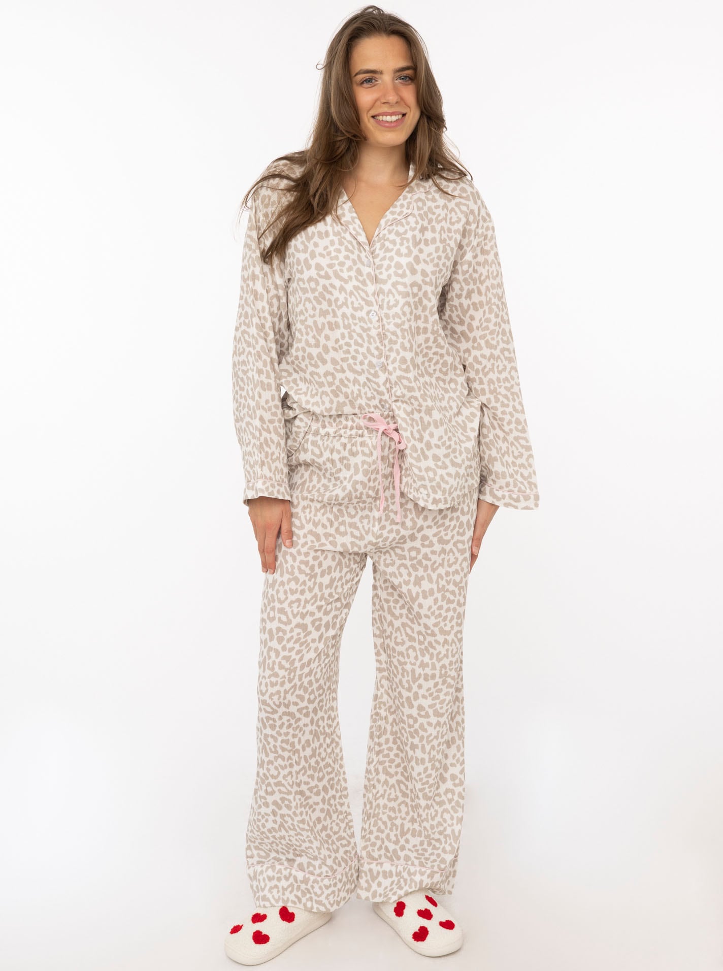 Zwillingsherz Pyjama "Classic Leo" 2 Leo-Muster, Oberteil mit Knöpfen, Hose mit elastischem Bund