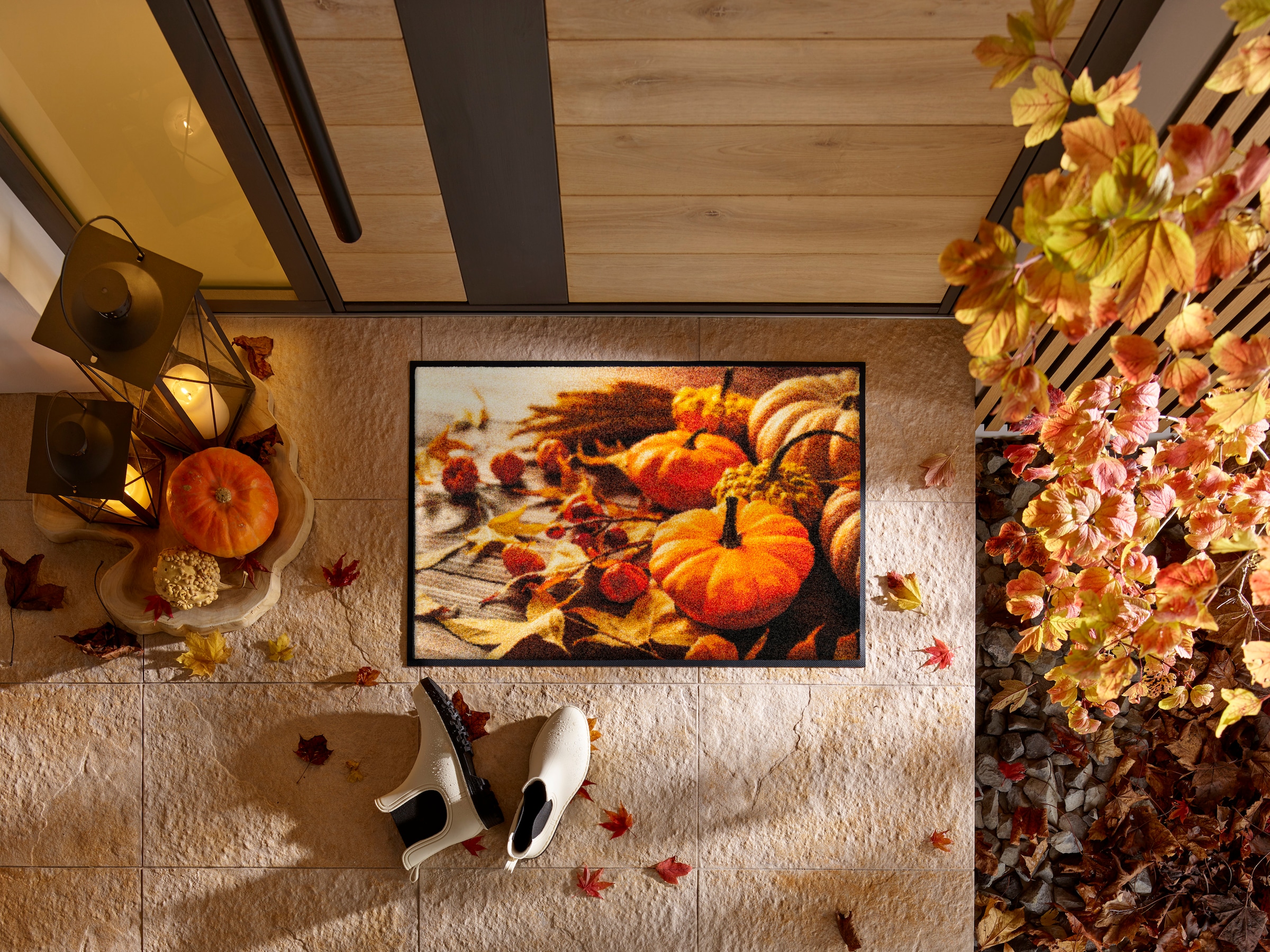 wash+dry by Kleen-Tex Fußmatte »Pumpkin Glow« rechteckig 7 mm Höhe waschbar und trocknergeeignet