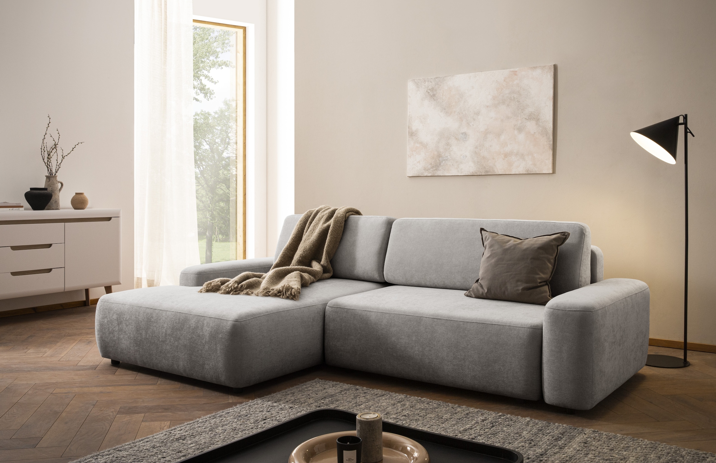INOSIGN Ecksofa "TORGE (264cm), Schlafsofa in Cord, Samtvelours o Struktur günstig online kaufen