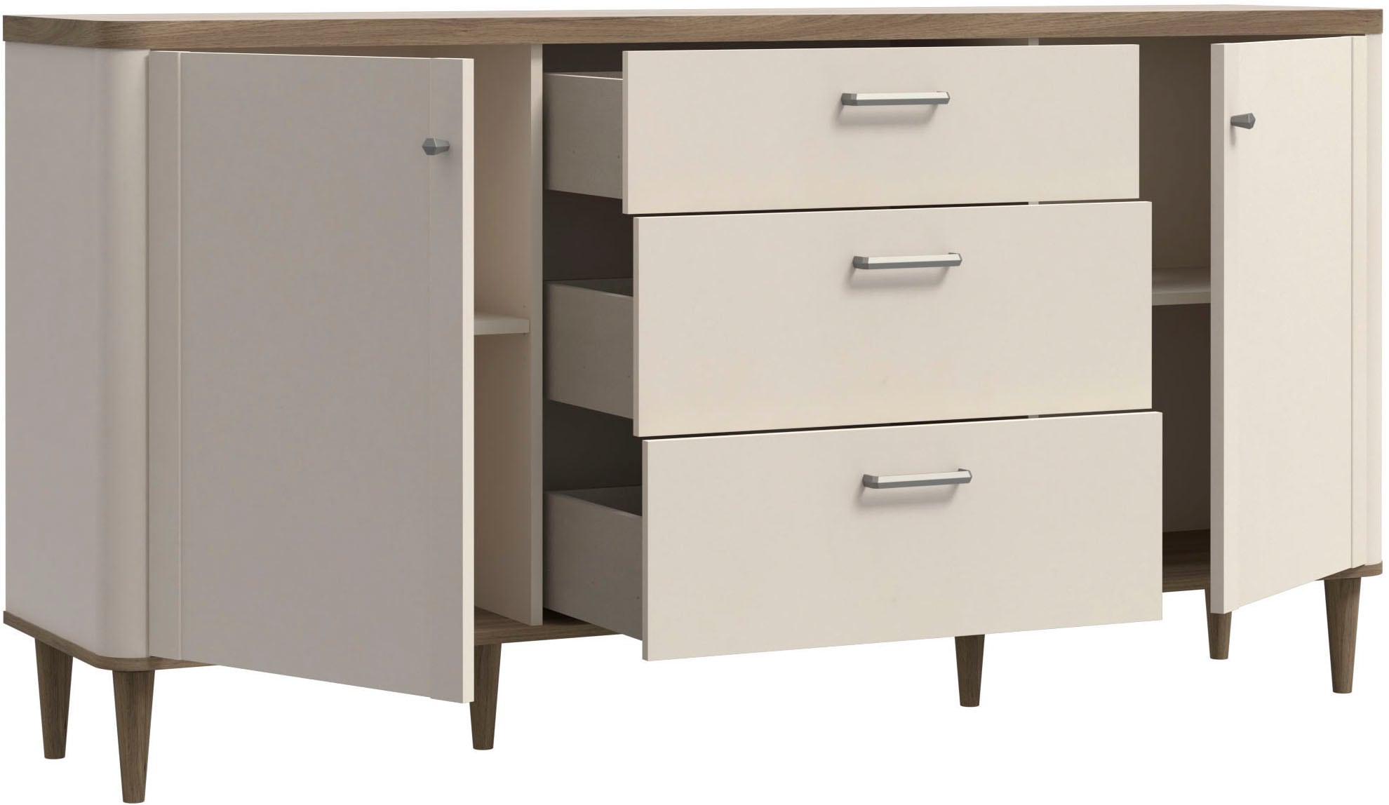 FORTE Sideboard, B/H/T 179,8/91,7/41,2 cm Echtholzfüße